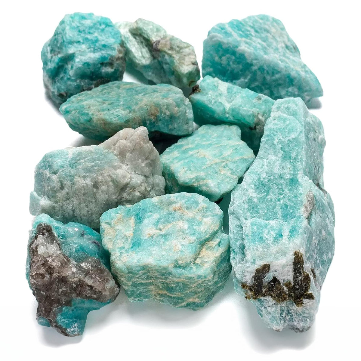 KALIFANO amazonita: piedras crudas en un bundle de 10, alta calidad para lapidario.