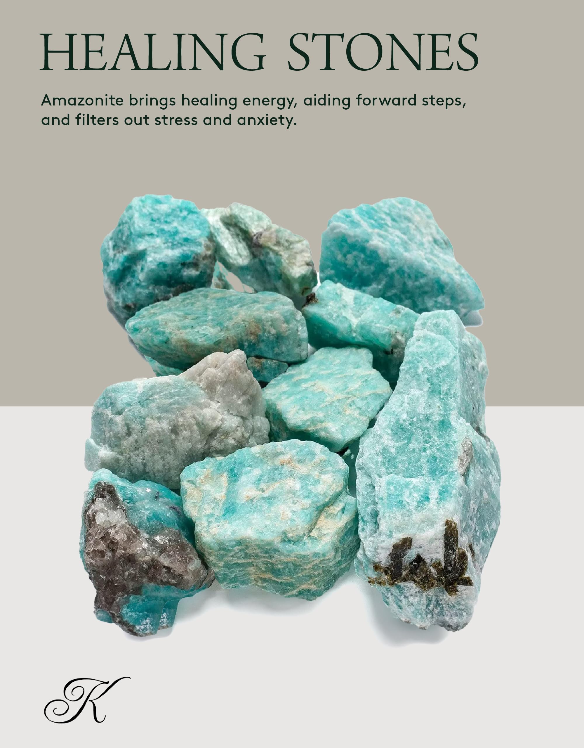 KALIFANO amazonita: textura azul-verde destacada para usos de Reiki y relajación.