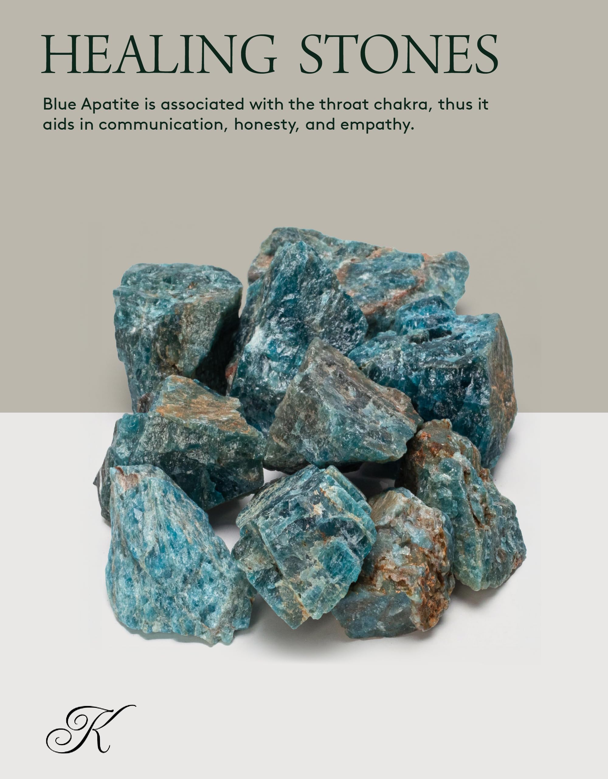 Apatita Azul bruta de KALIFANO, piedras naturales para lapidaria y colección