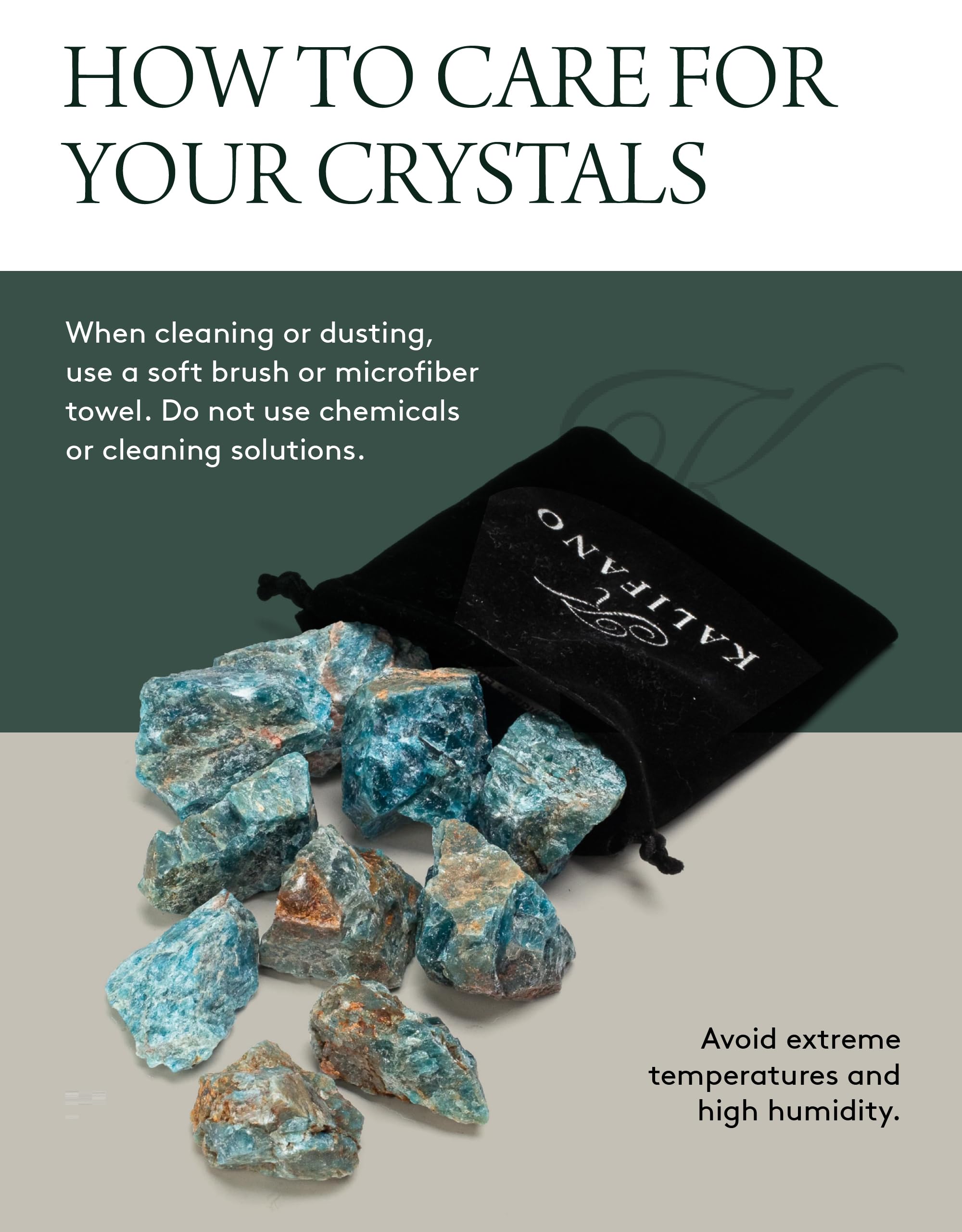 KALIFANO apatita azul para relajación y energia sanadora, cristal de calma