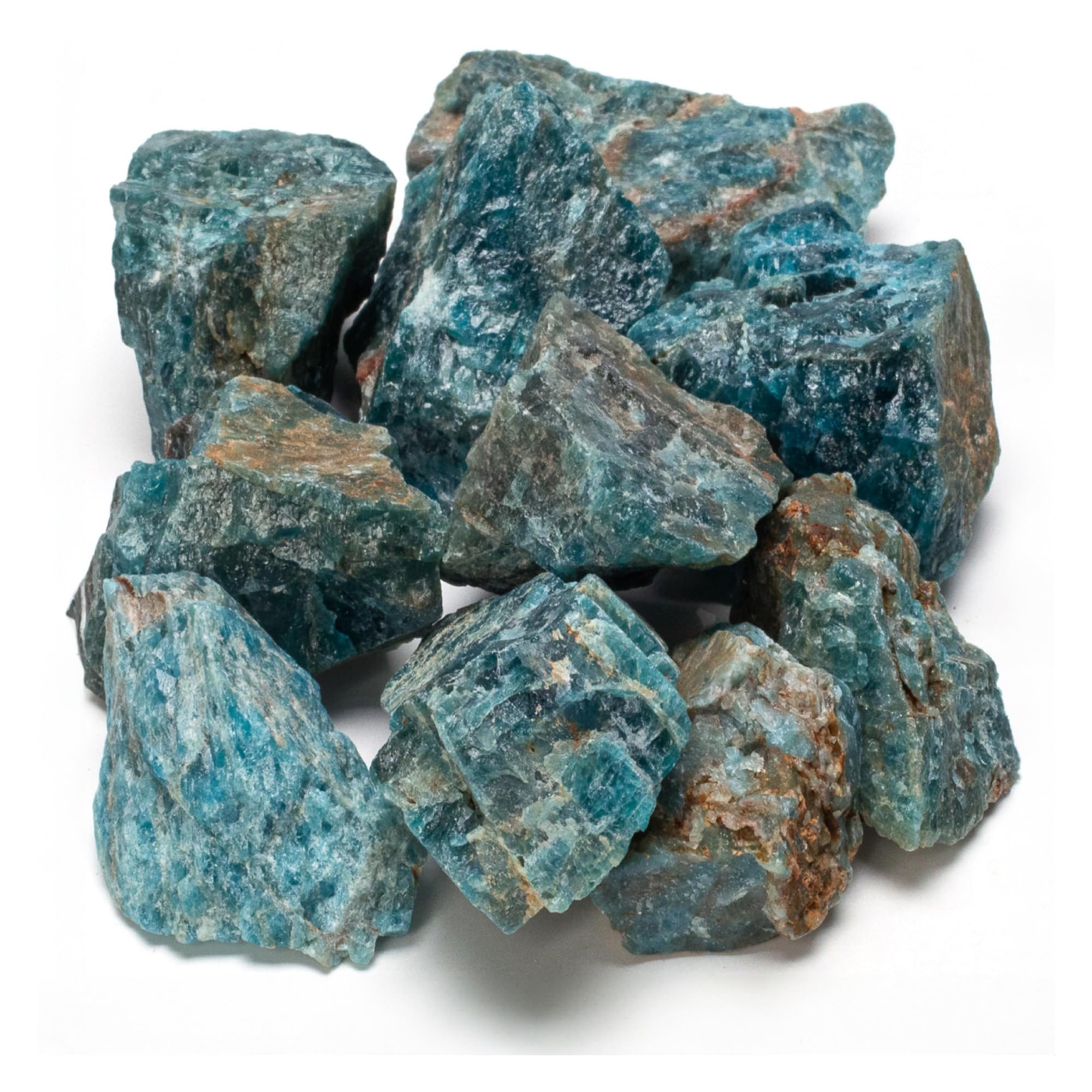 KALIFANO Apatita Azul cruda, lote de 10 piedras, ideal para tallado