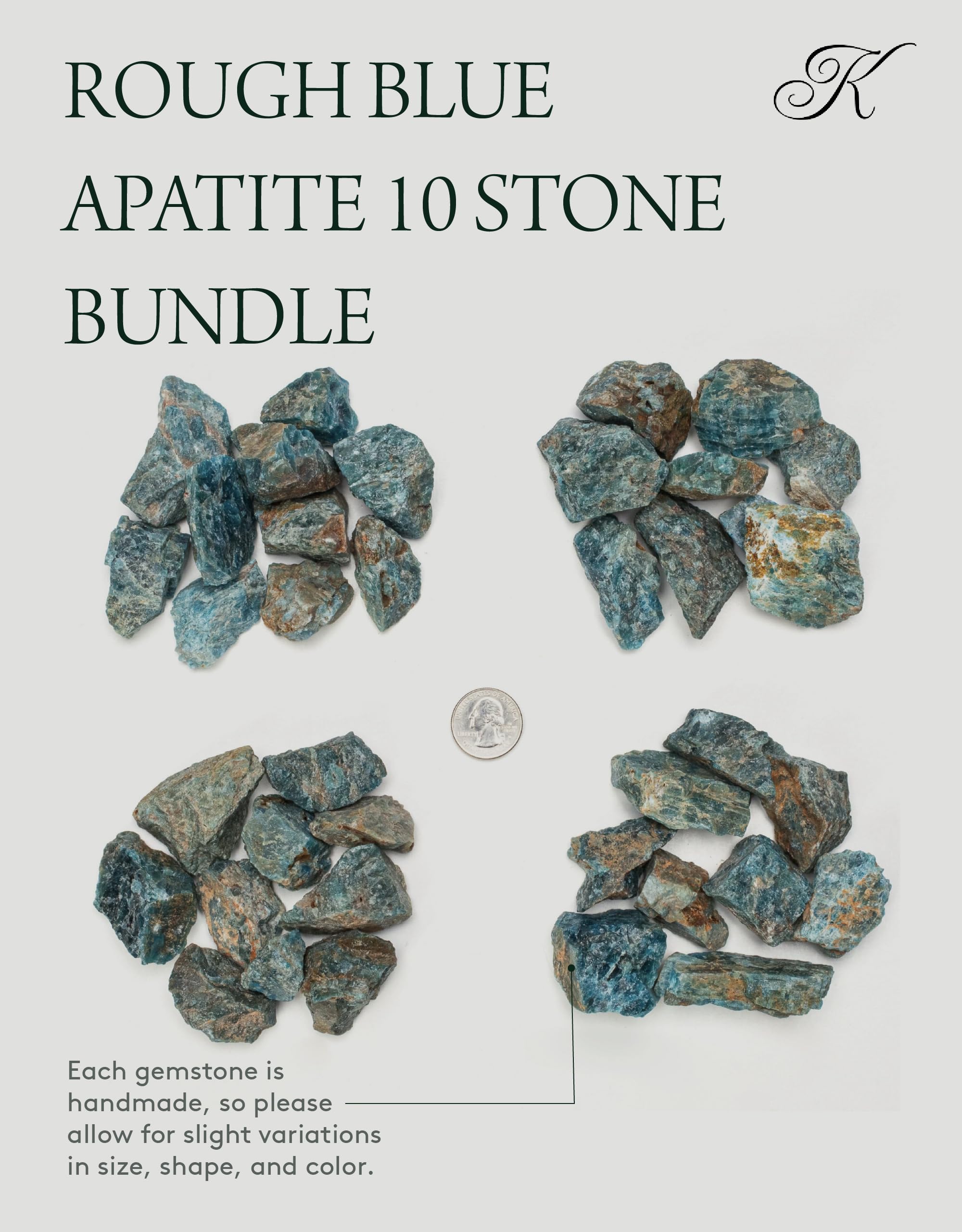 Piedras apatita azul para lapidaria, KALIFANO, ideales para joyería en bruto