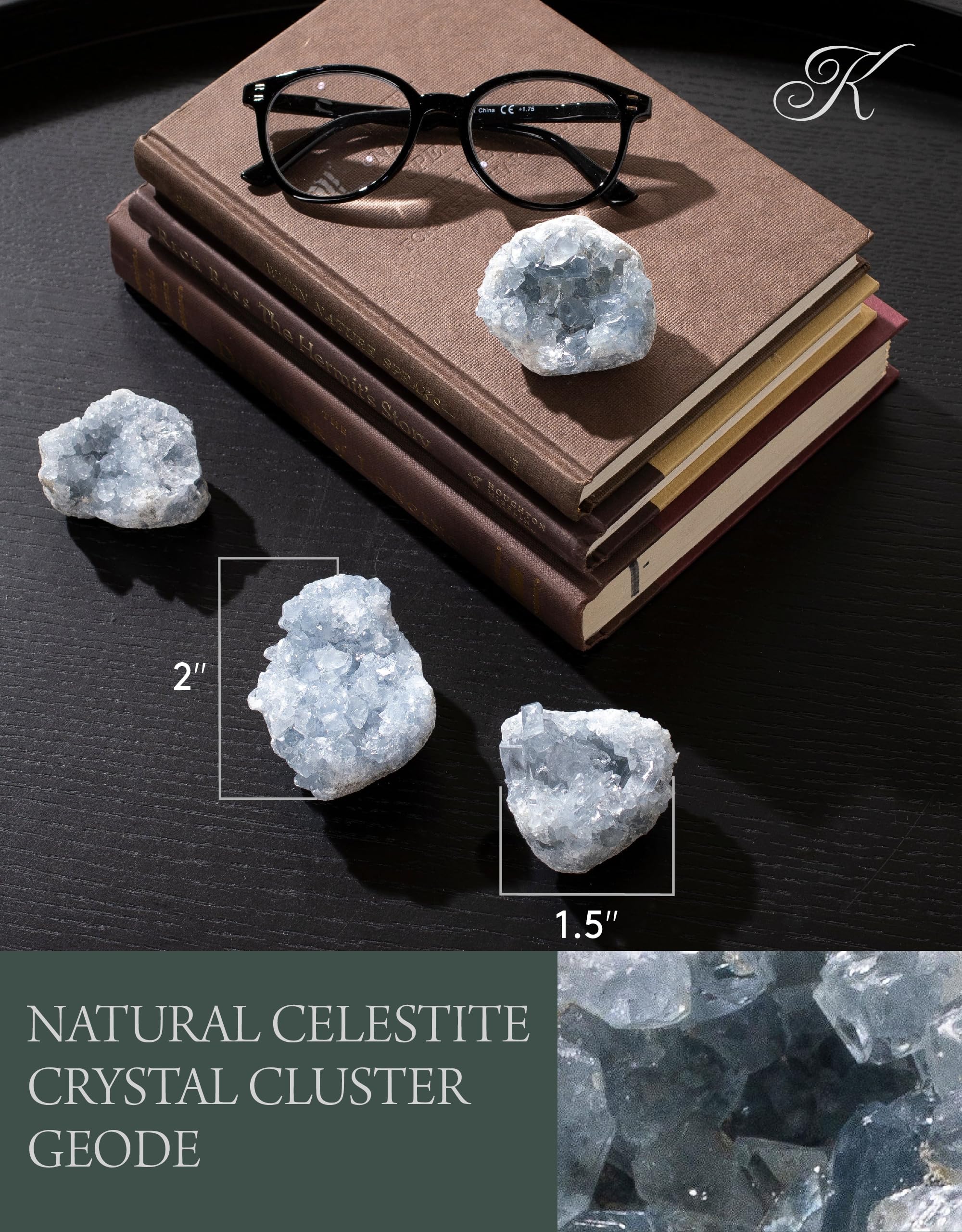Kalifano Celestita: interior de cristal que favorece concentración y equilibrio.
