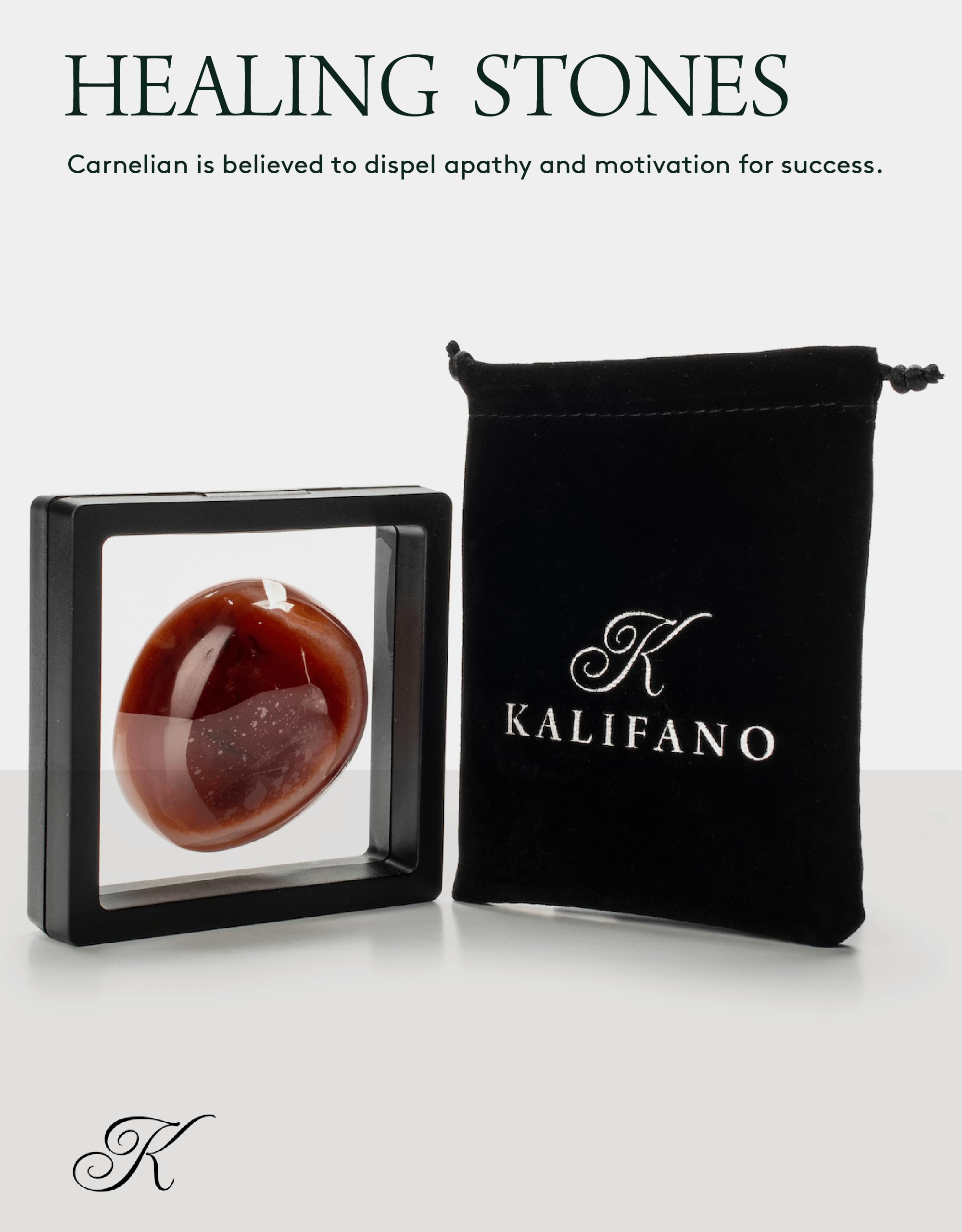 KALIFANO Cornalina – piedra palma, calma para relajación y concentración diaria.