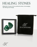 KALIFANO malaquita AAA: brillo profundo que realza el color y la presencia en el hogar.