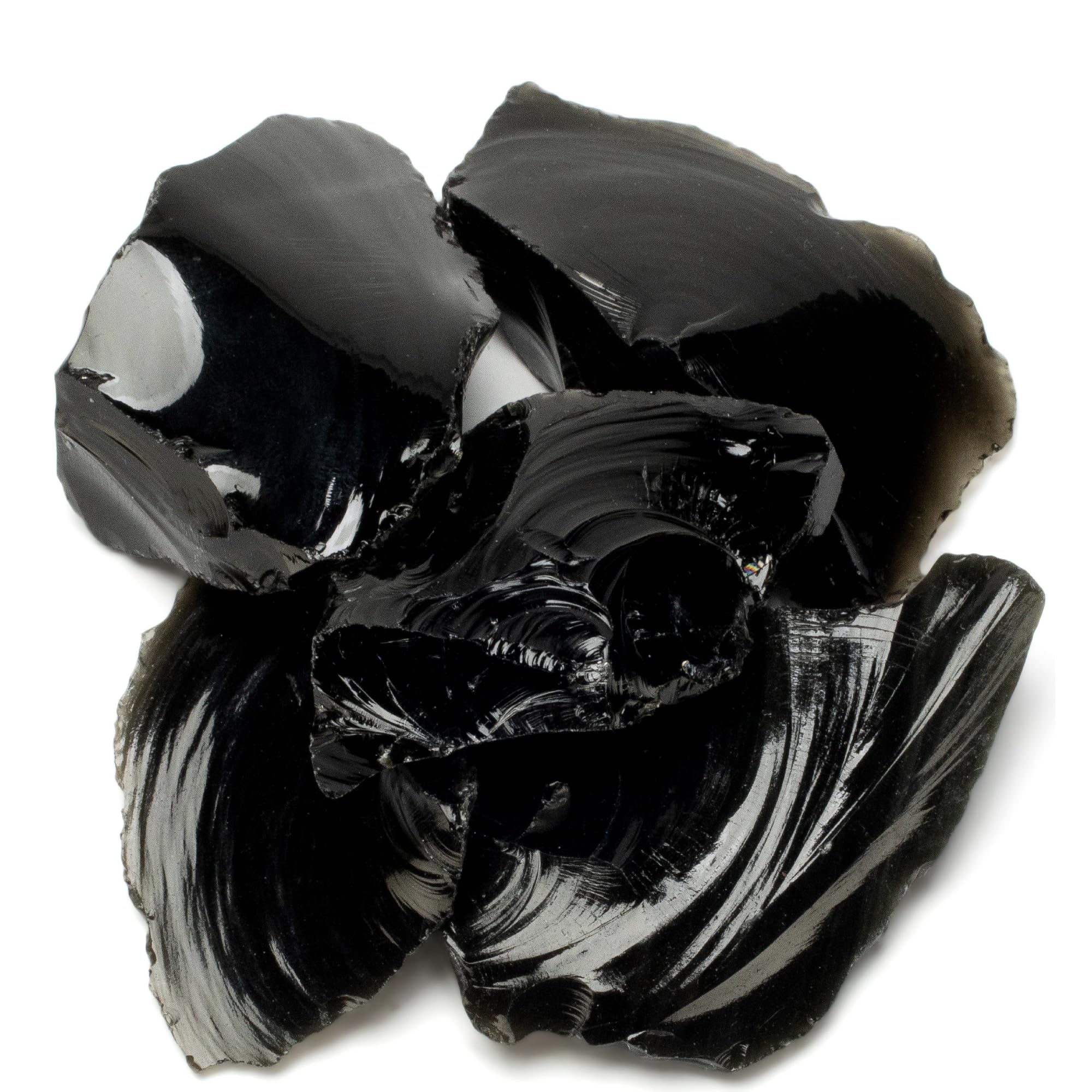 KALIFANO Obsidiana cruda, cinco piezas para relajación y enfoque meditativo.