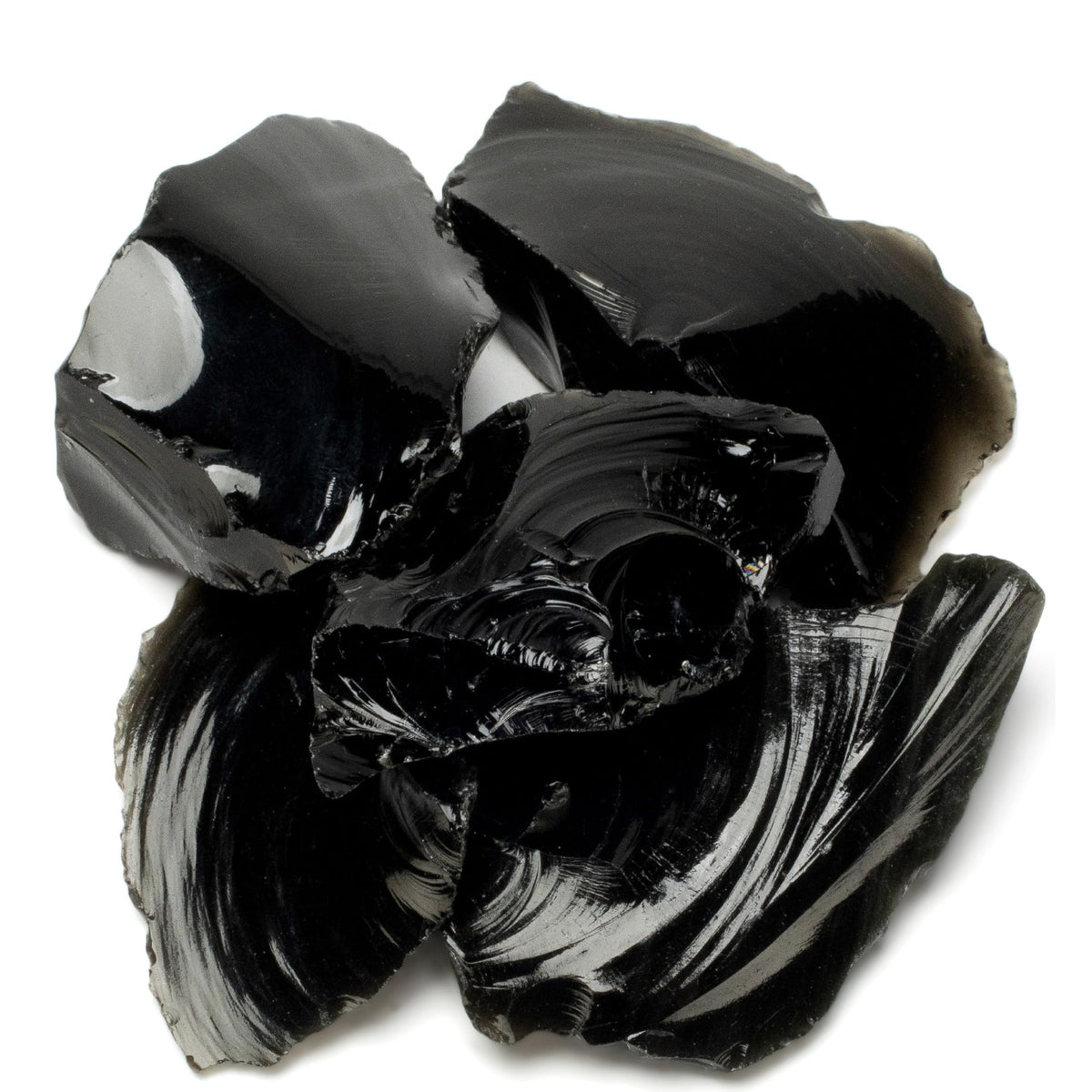KALIFANO Obsidiana cruda, cinco piezas para relajación y enfoque meditativo.