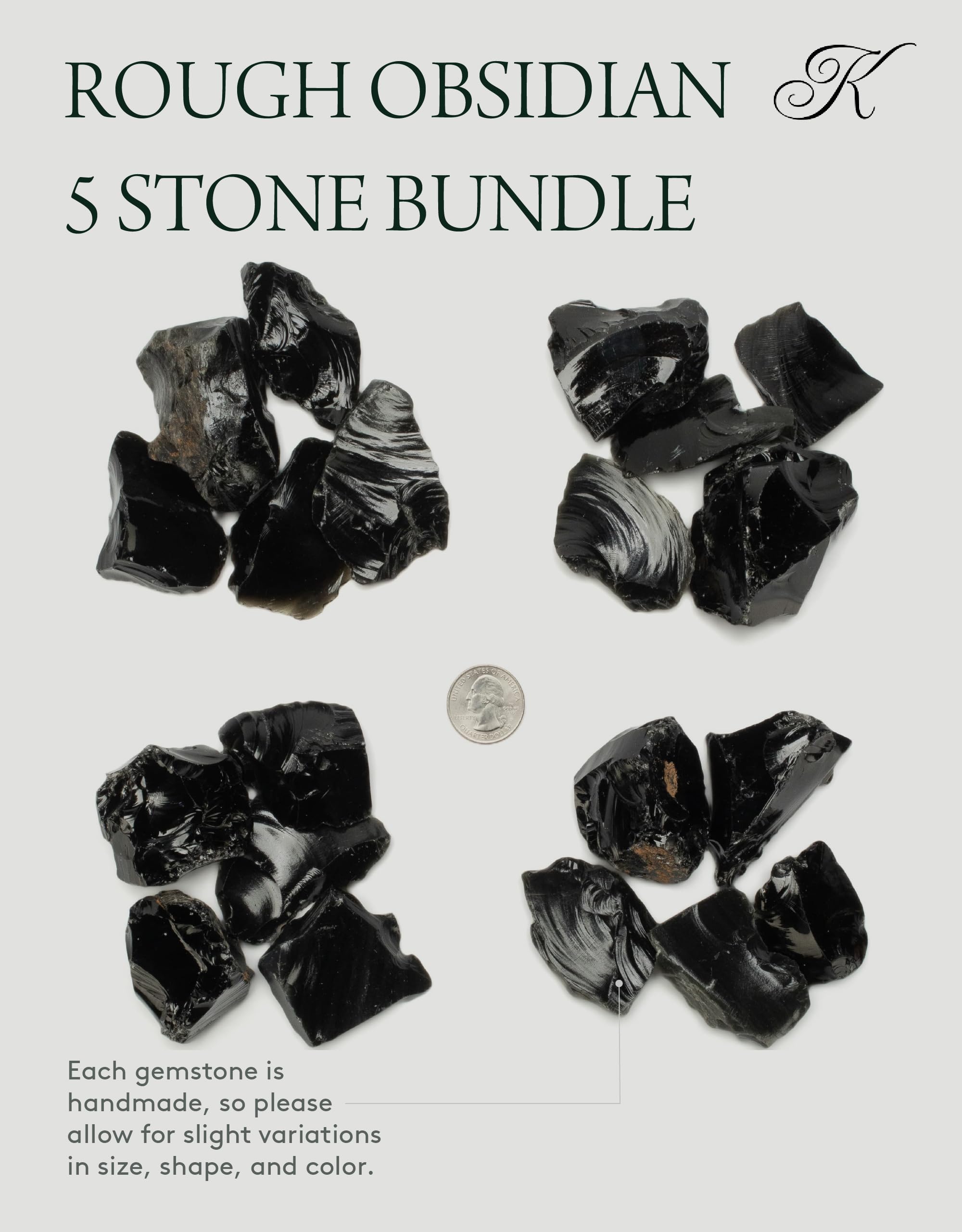 KALIFANO Obsidiana natural, cristales para rituales de energía positiva.