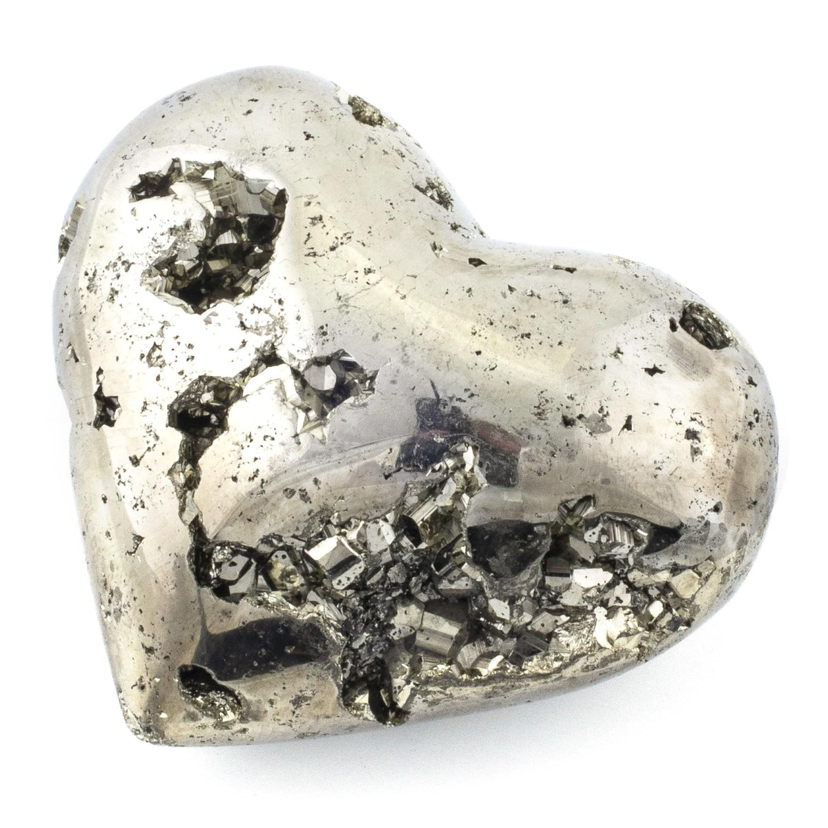Kalifano Pirita Corazón Cluster, brillo metalico, apoyo para la claridad mental y la concentración.
