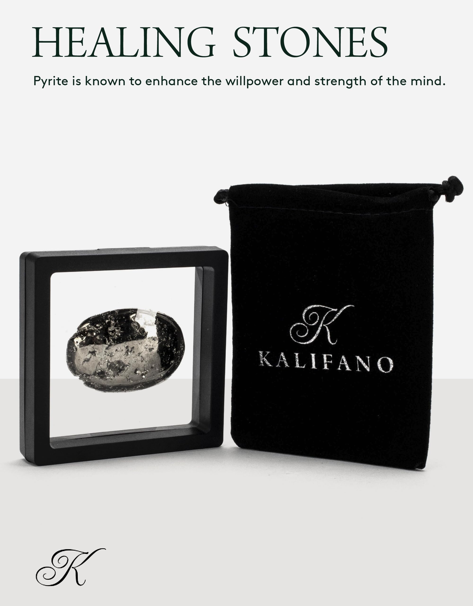 Piedra pirita Kalifano en mano para enfoque y energía positiva