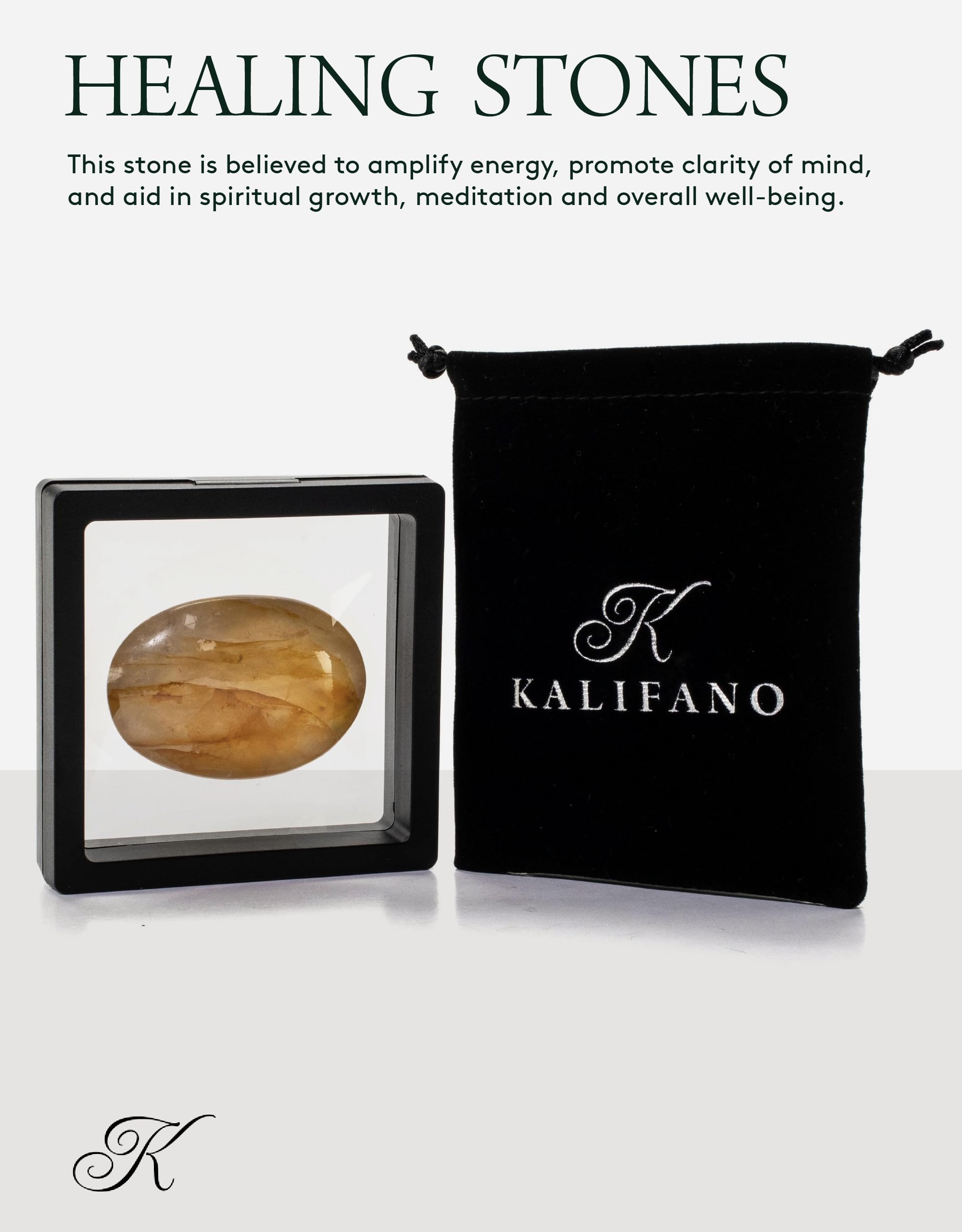 Kalifano cuarzo hematoide palma energía: sensación visual de vitalidad y calidez.