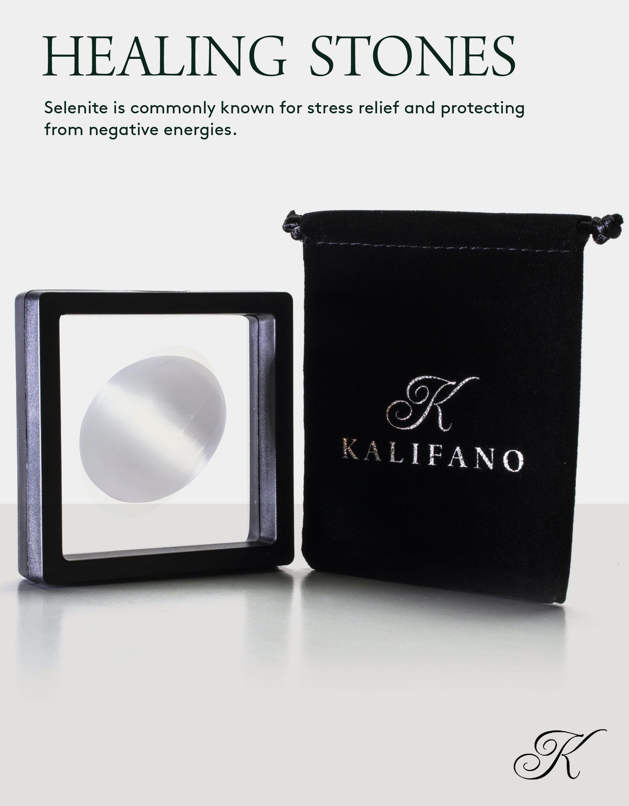 KALIFANO Selenita brillo suave: belleza tranquilizante para espacios serenos.