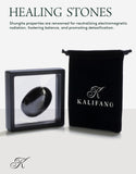 Kalifano Shungite Palma textura y color intenso, energía suave para relajación.