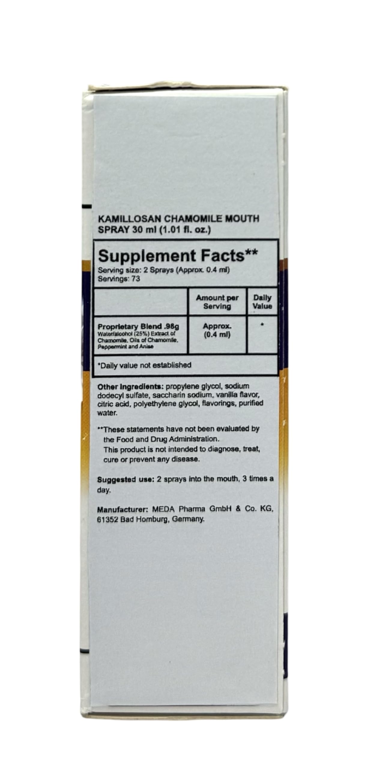 Extracto de manzanilla en Kamillosan para cuidado bucal suave.
