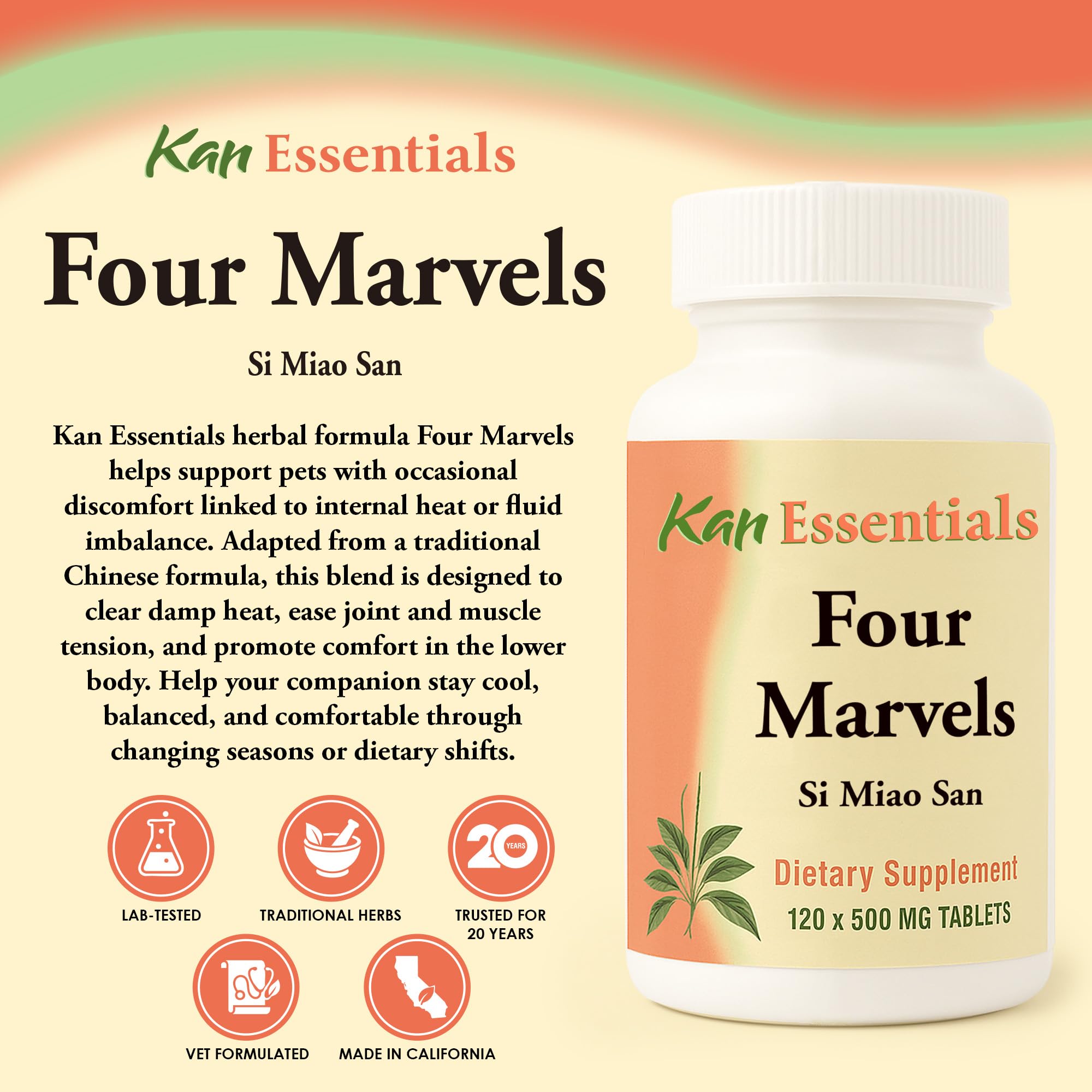 Kan Herb Four Marvels: tabletas claras para una administración fácil en casa.