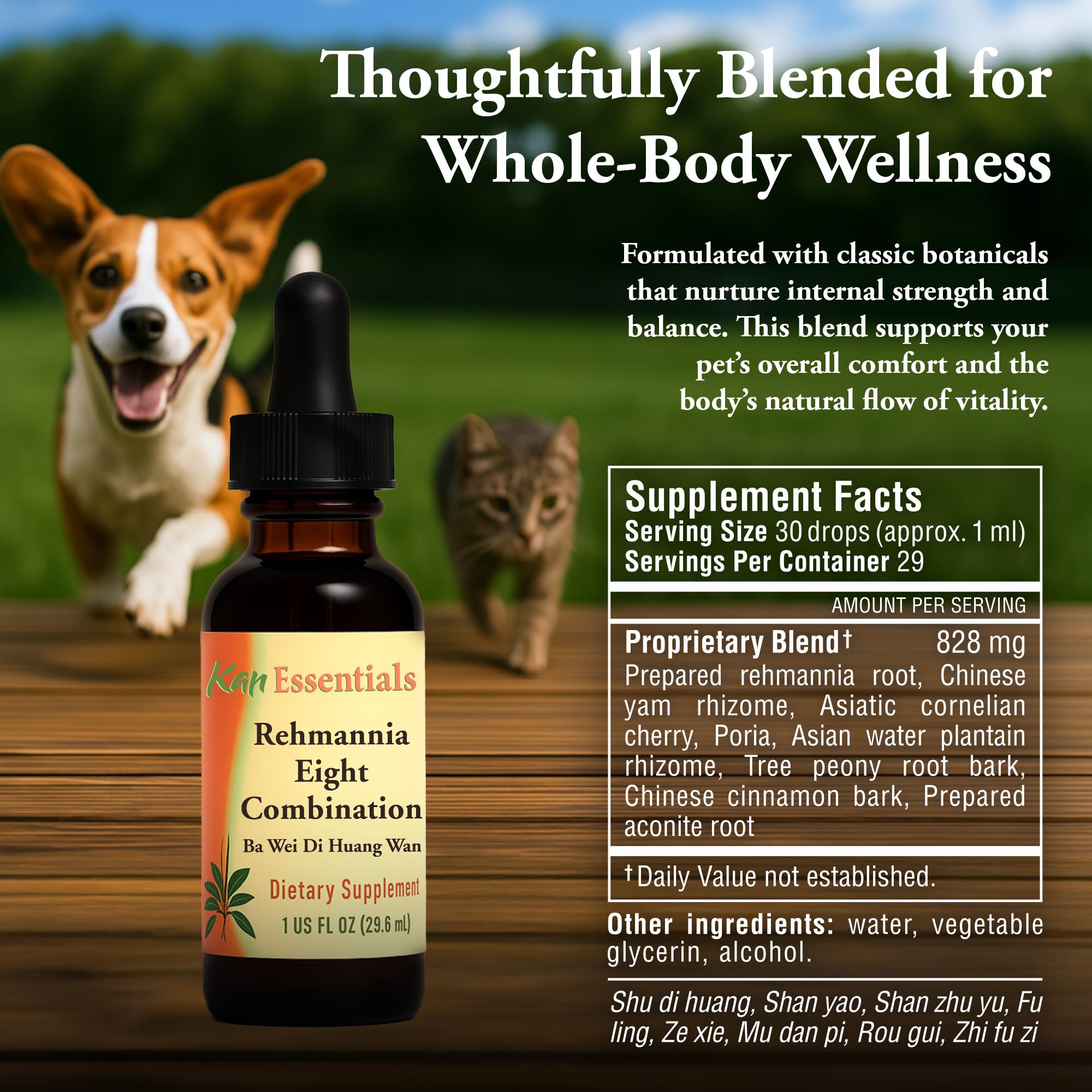Kan Herb Rehmannia Ocho: mascota tranquila en casa gracias a la mezcla herbal.