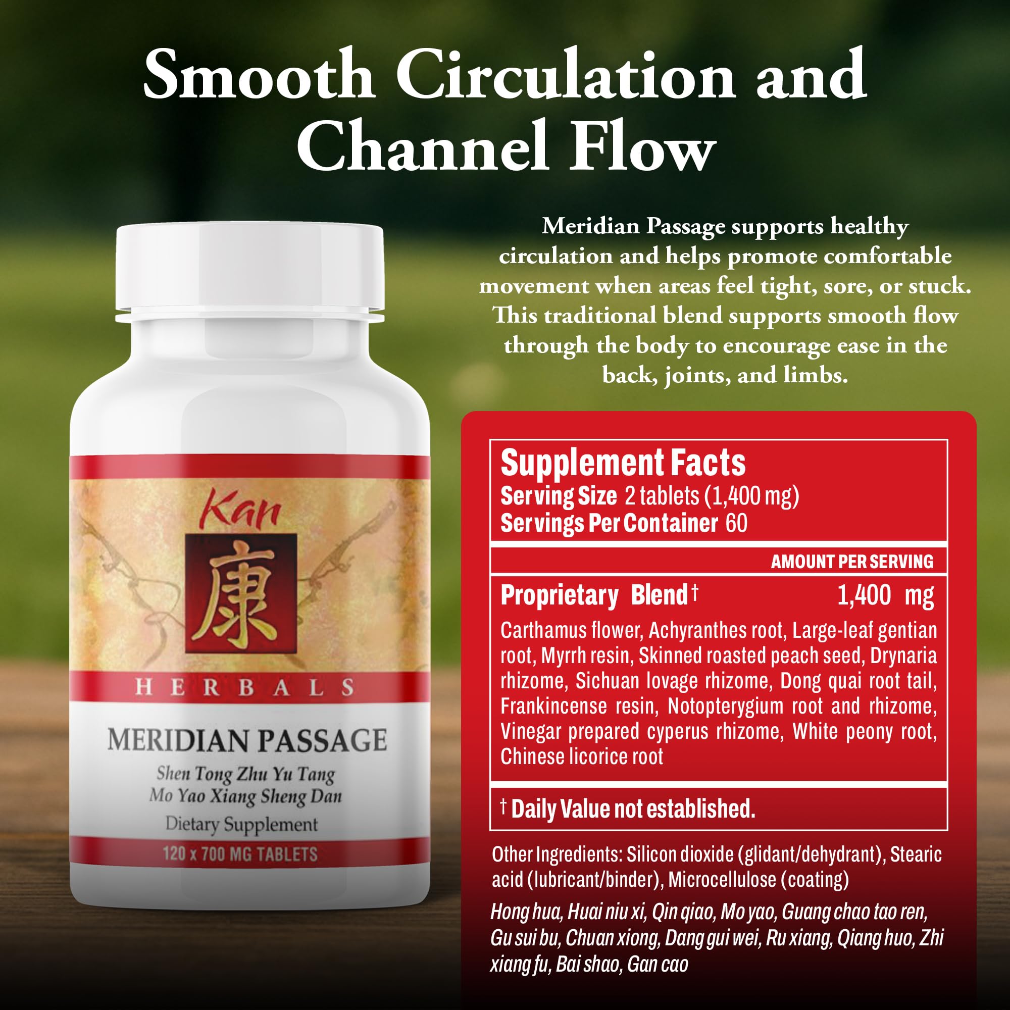 Kan Herbals Pasaje Meridiano, dong quai destacada, opción herbal para equilibrio circulatorio.