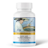 Kan Herbs Peonia Blanca: botella con tabletas para equilibrio diario.