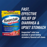 Kaopectate gomitas fresa, empaque trasero, uso sencillo para malestar estomacal.
