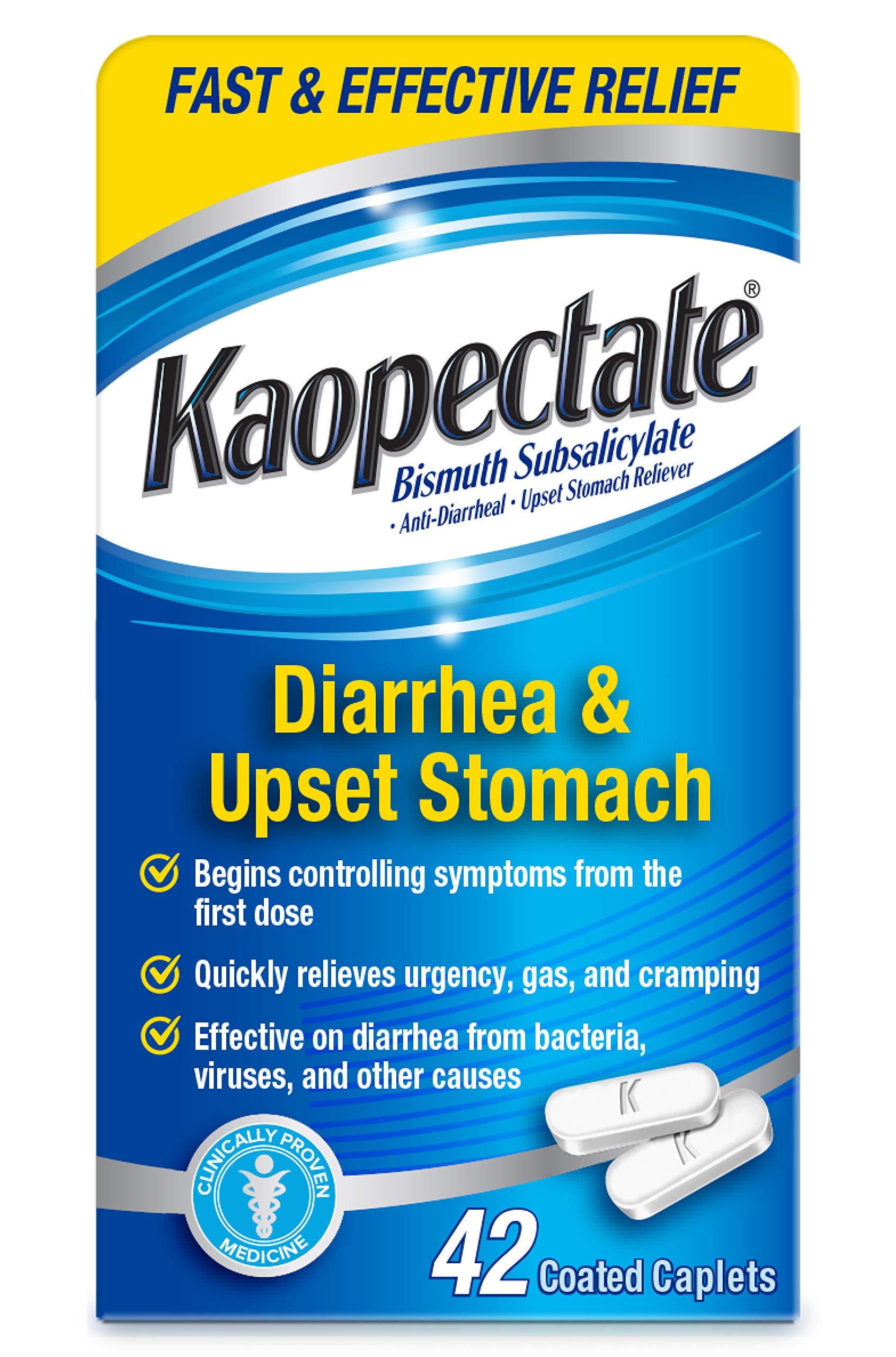 Kaopectate multisíntomas comprimidos en caja, alivio práctico para molestias digestivas.