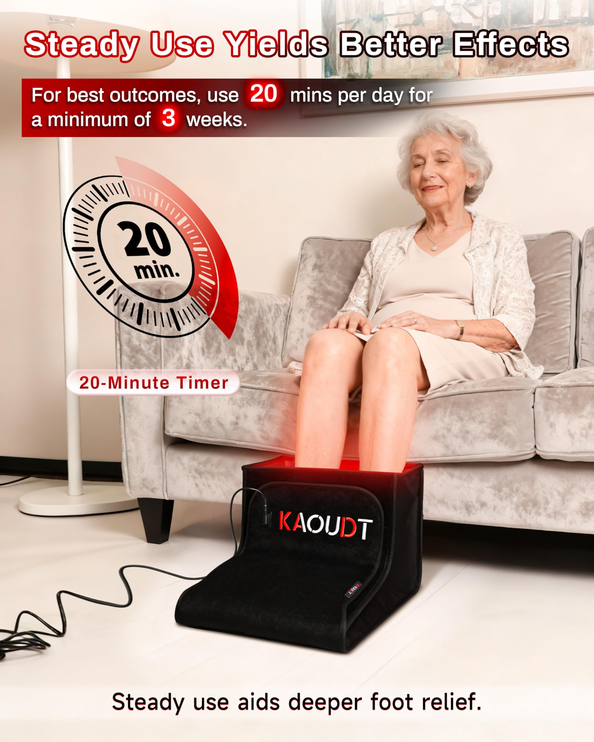 Kaoudt terapia de pies con cobertura 360°, mejora circulación y apoyo diario.