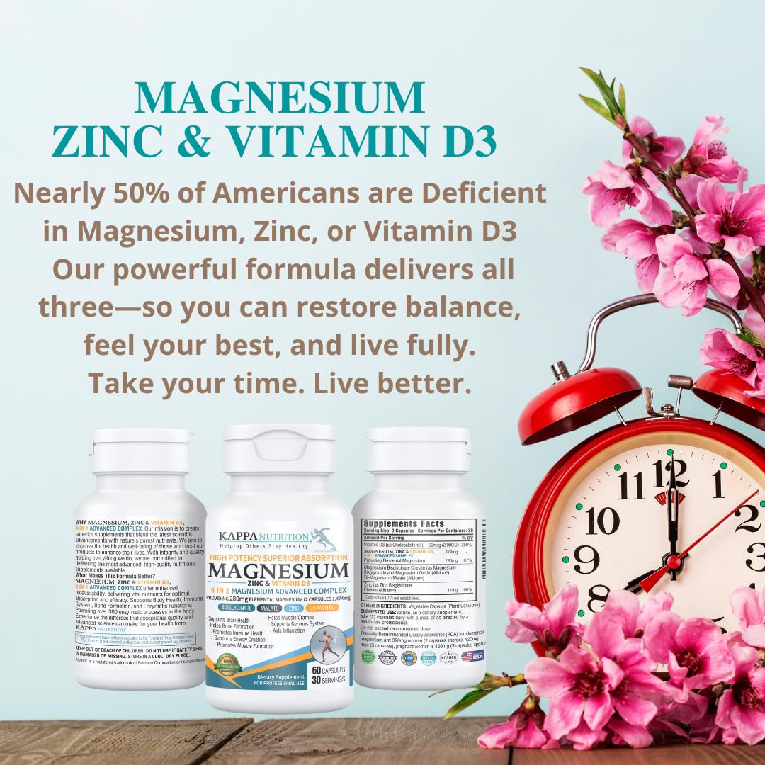 Kappa Nutrition Magnesium 4-en-1: etiqueta frontal con información de uso
