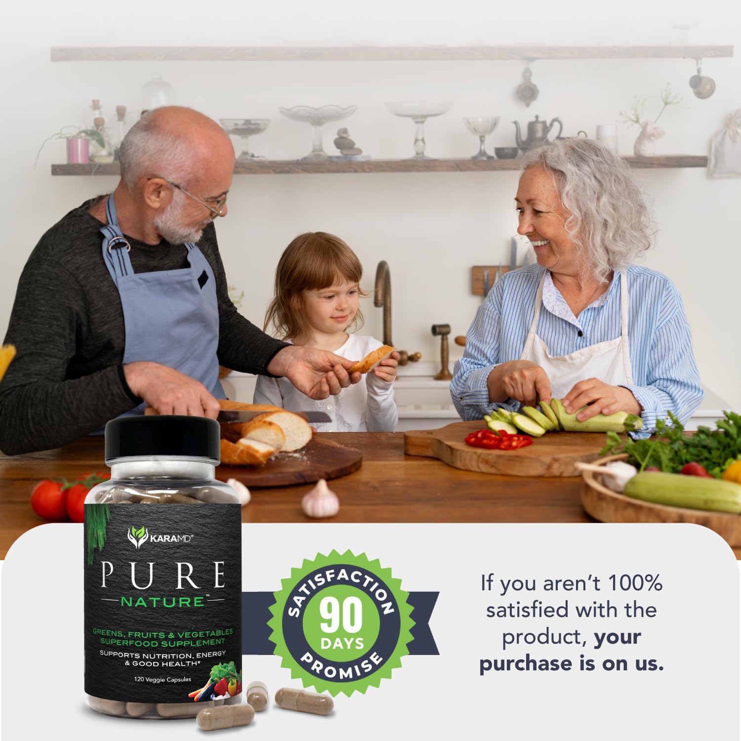 KaraMD Pure Nature: sello de garantía de satisfacción de 90 días.