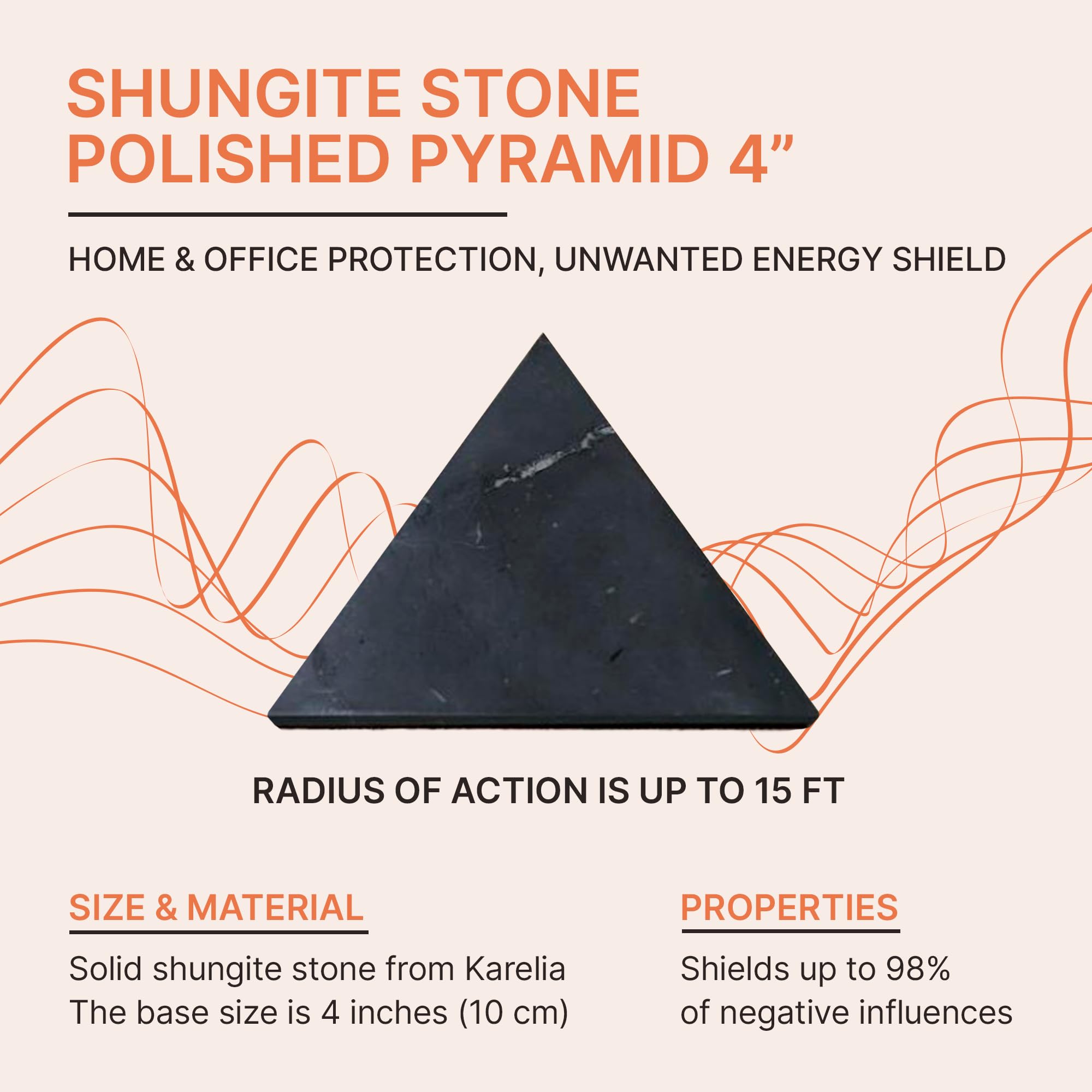 Shungite 4 pulgadas con diseño auténtico de Karelian Heritage para armonizar el ambiente.