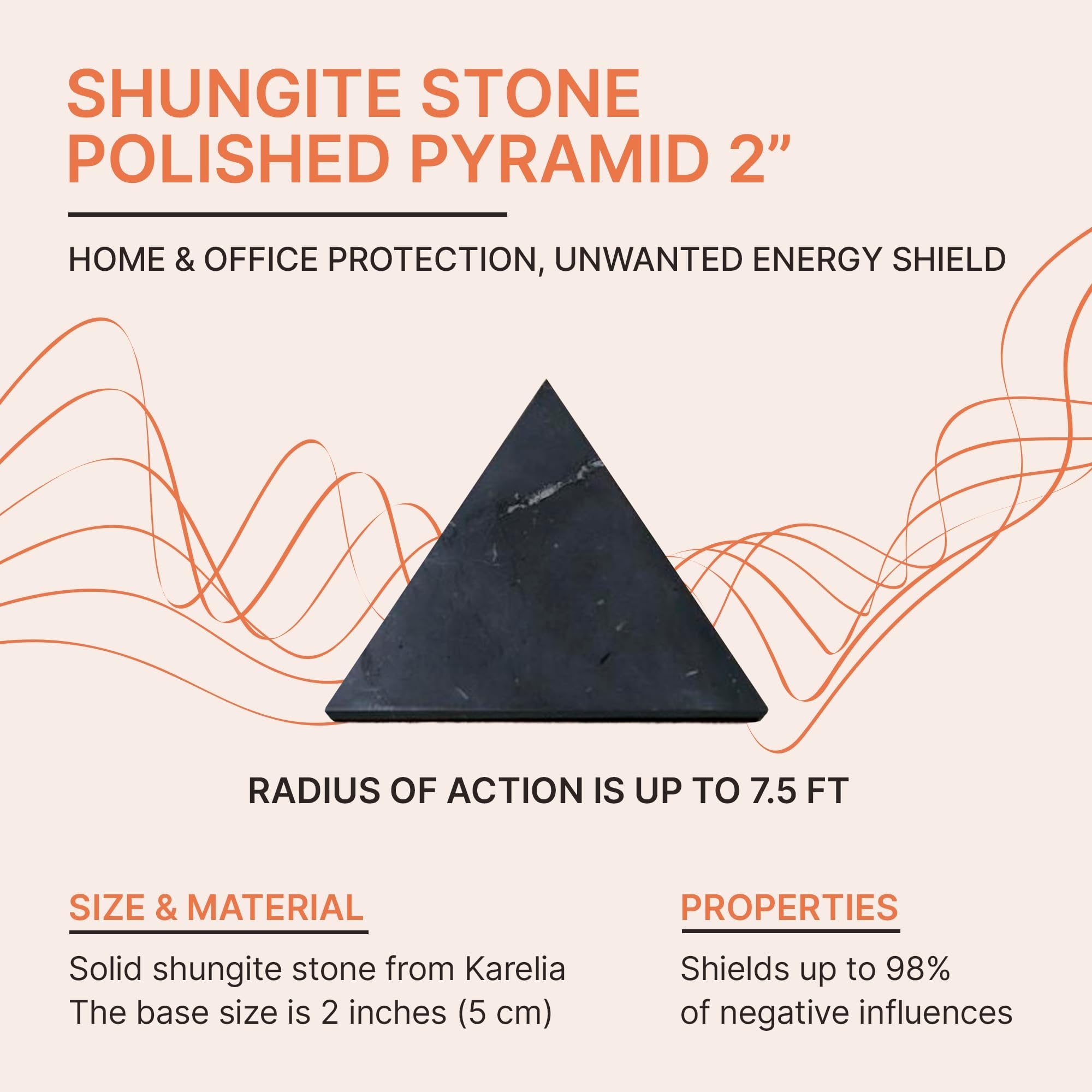 Piramide shungite auténtico Zazhoginsky destaca vetas doradas y textura natural