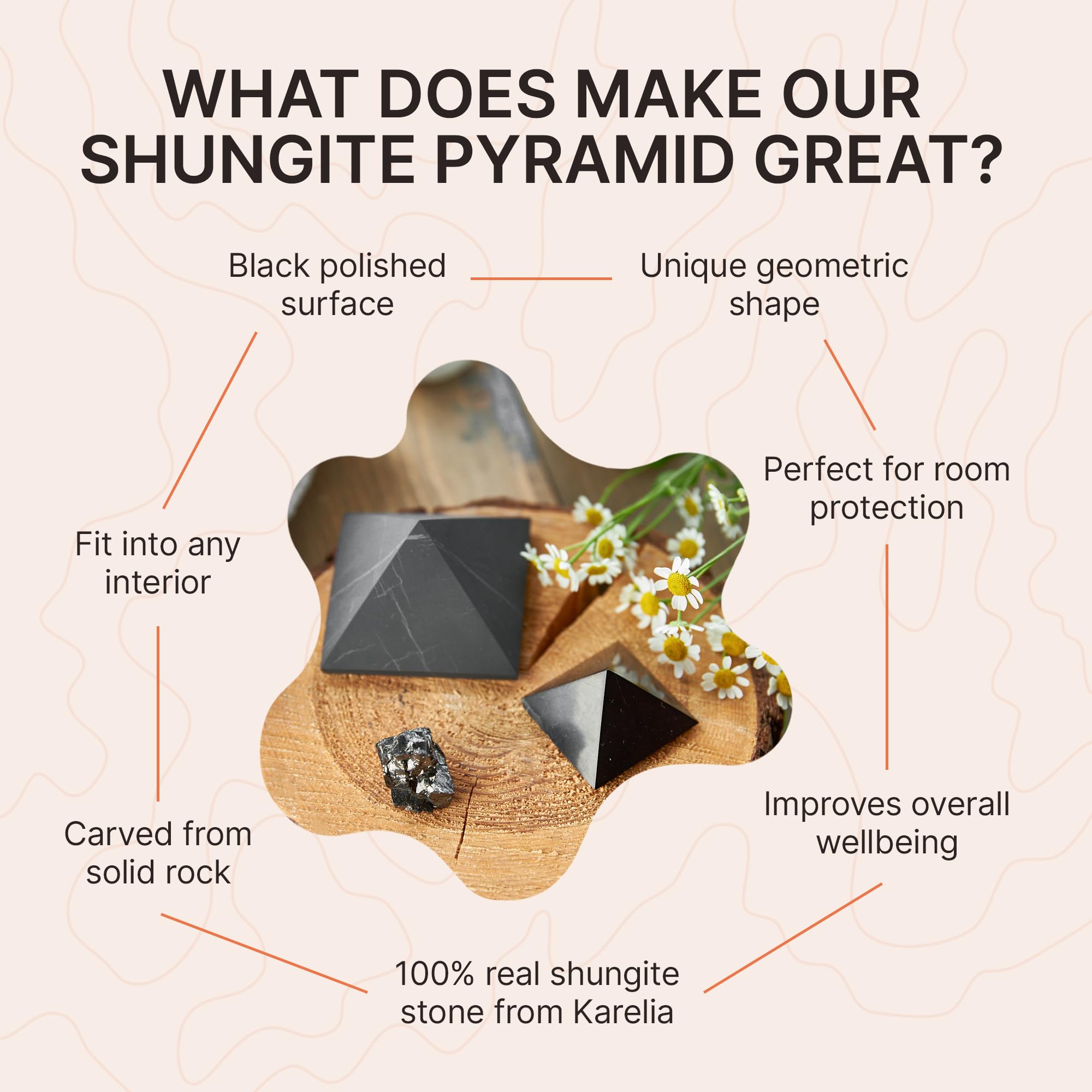 Piramide Shungite 4 pulgadas de Karelian Heritage para armonización del ambiente.