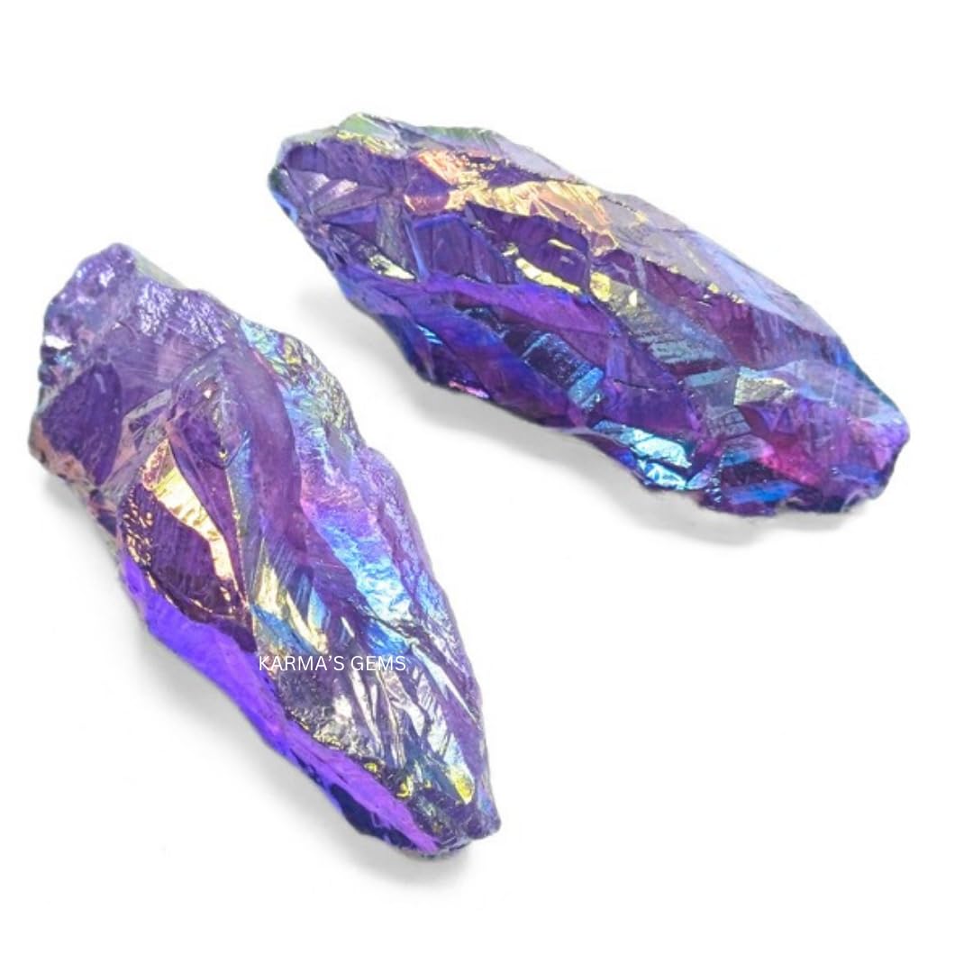 karma gems cuarzo amatista aura dos piezas, ideal para colección y ritual de energía suave