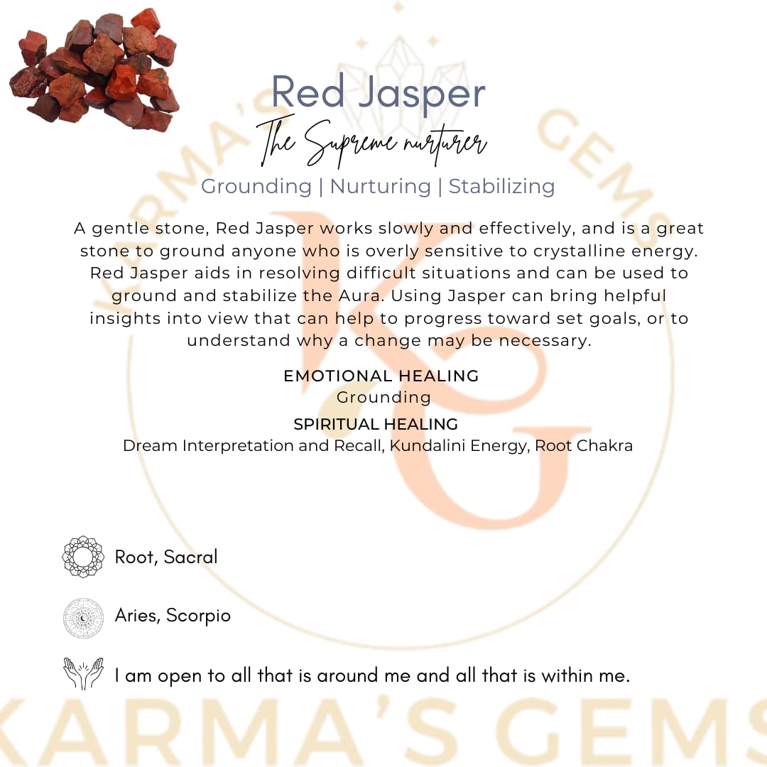 Karma Gems jaspe rojo natural, energiza el entorno y favorece arraigo emocional.