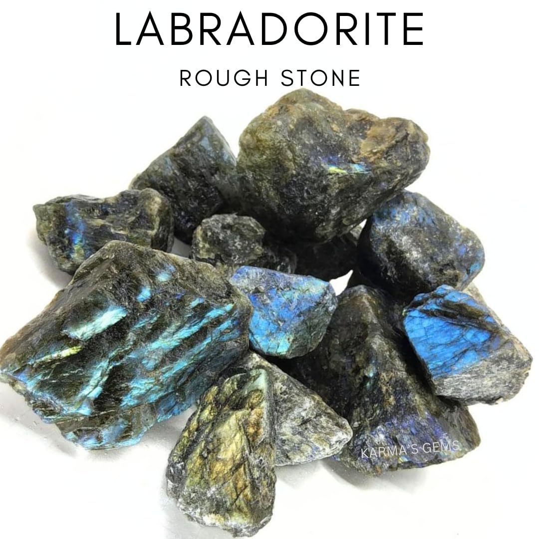 Karma Gems Labradorita, piedra bruta para pulir, ideal para tallado y decoración.