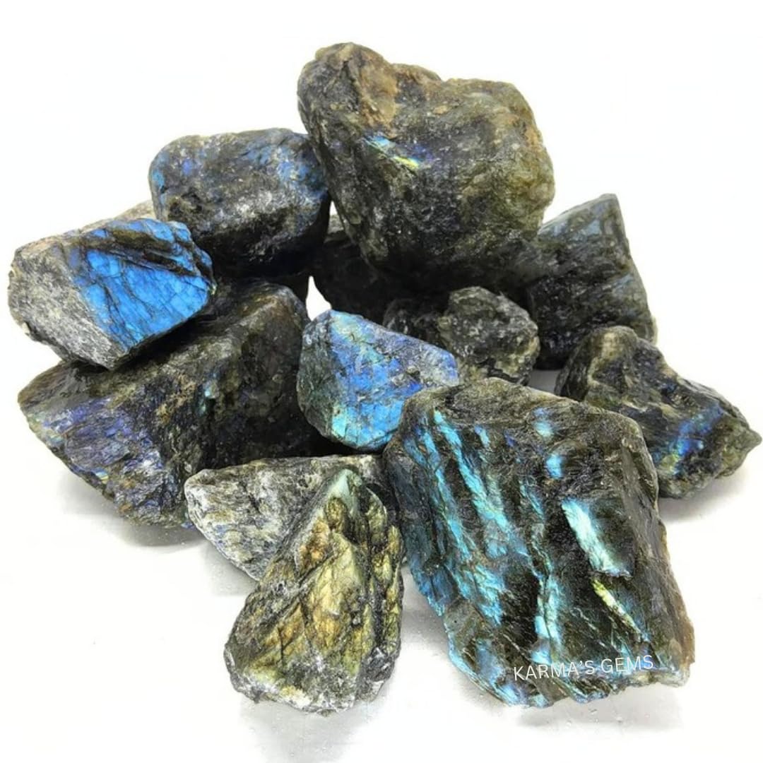 Karma Gems Labradorita, piedra natural, protege energías y equilibra el aura.