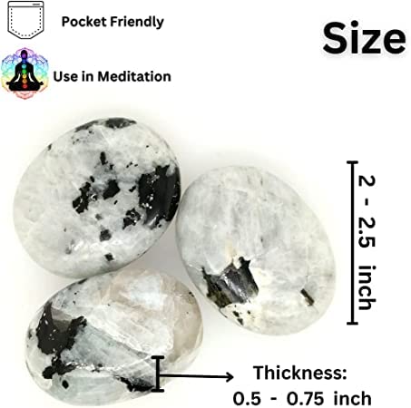 Karma Gems piedra luna arcoíris pulida para meditaciones profundas