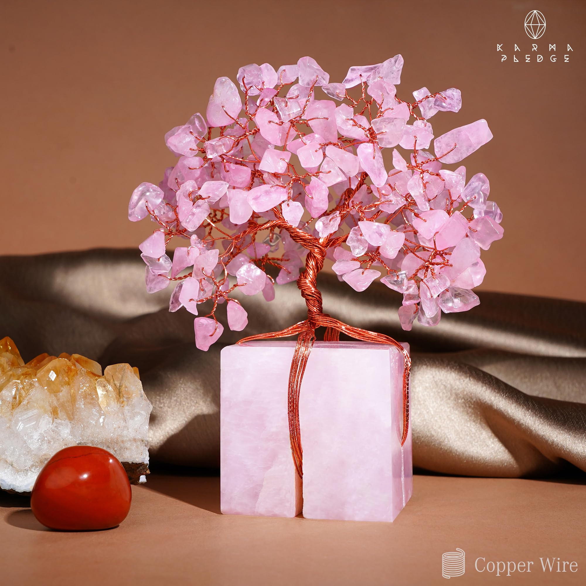 KARMAPLEDGE Regalo para ella con cuarzo rosa y energía positiva