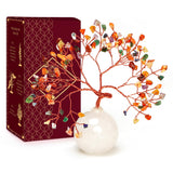 KARMAPLEDGE árbol cristal siete chakras sobre base de cuarzo, ideal para armonía en casa.