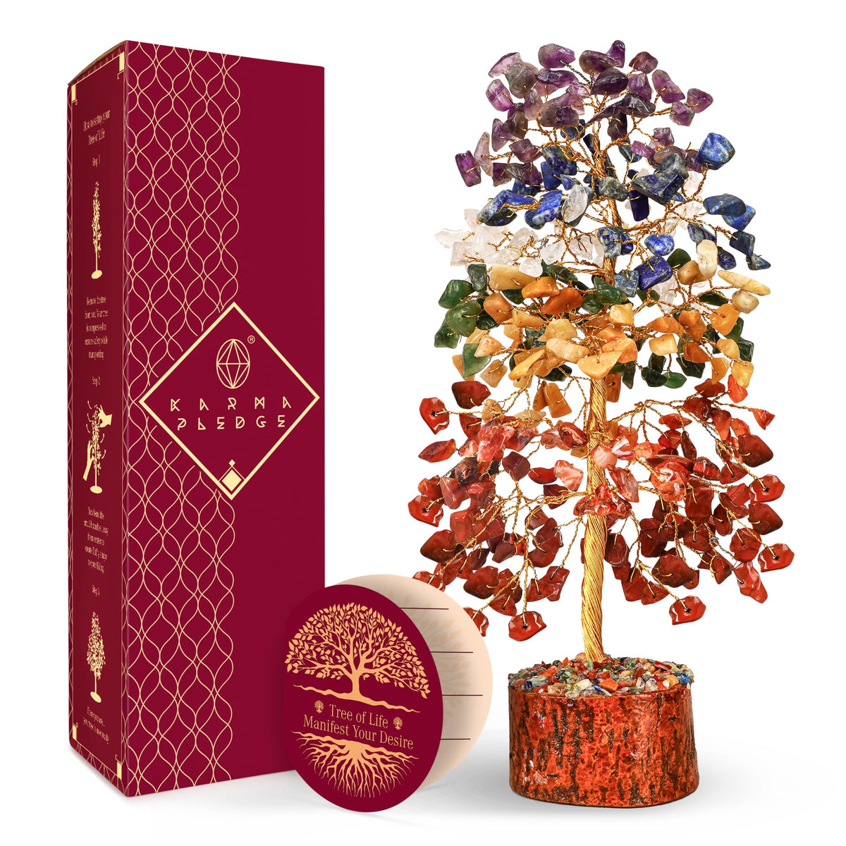 KARMAPLEDGE árbol cristales 7 chakras para armonía interior y energía positiva.