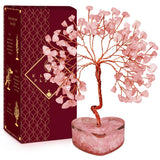 KARMAPLEDGE: árbol de cristales cuarzo rosa, enfoque en cuarzo rosa para armonía emocional.