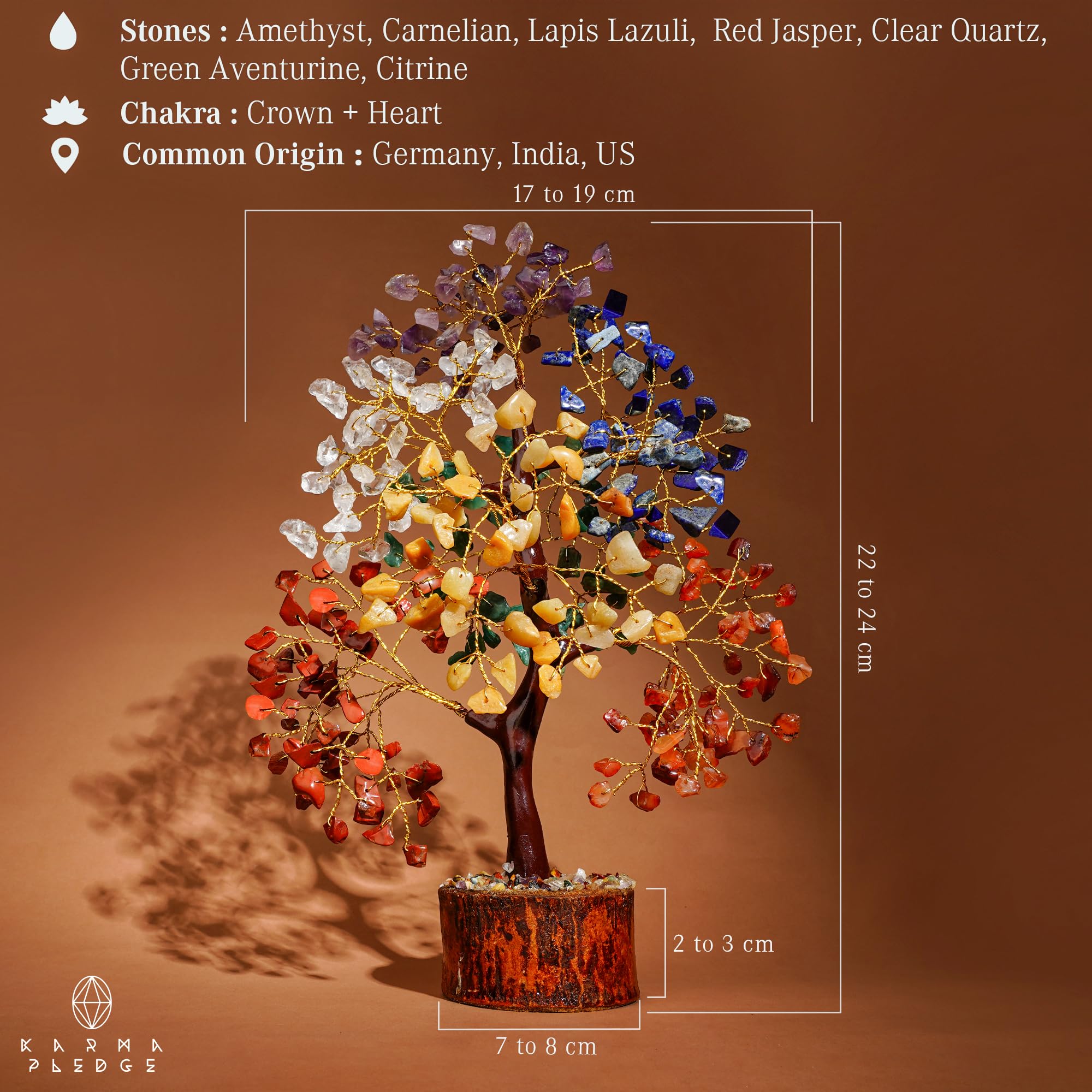 KARMAPLEDGE árbol con base de madera, decoración serena para sala u oficina.