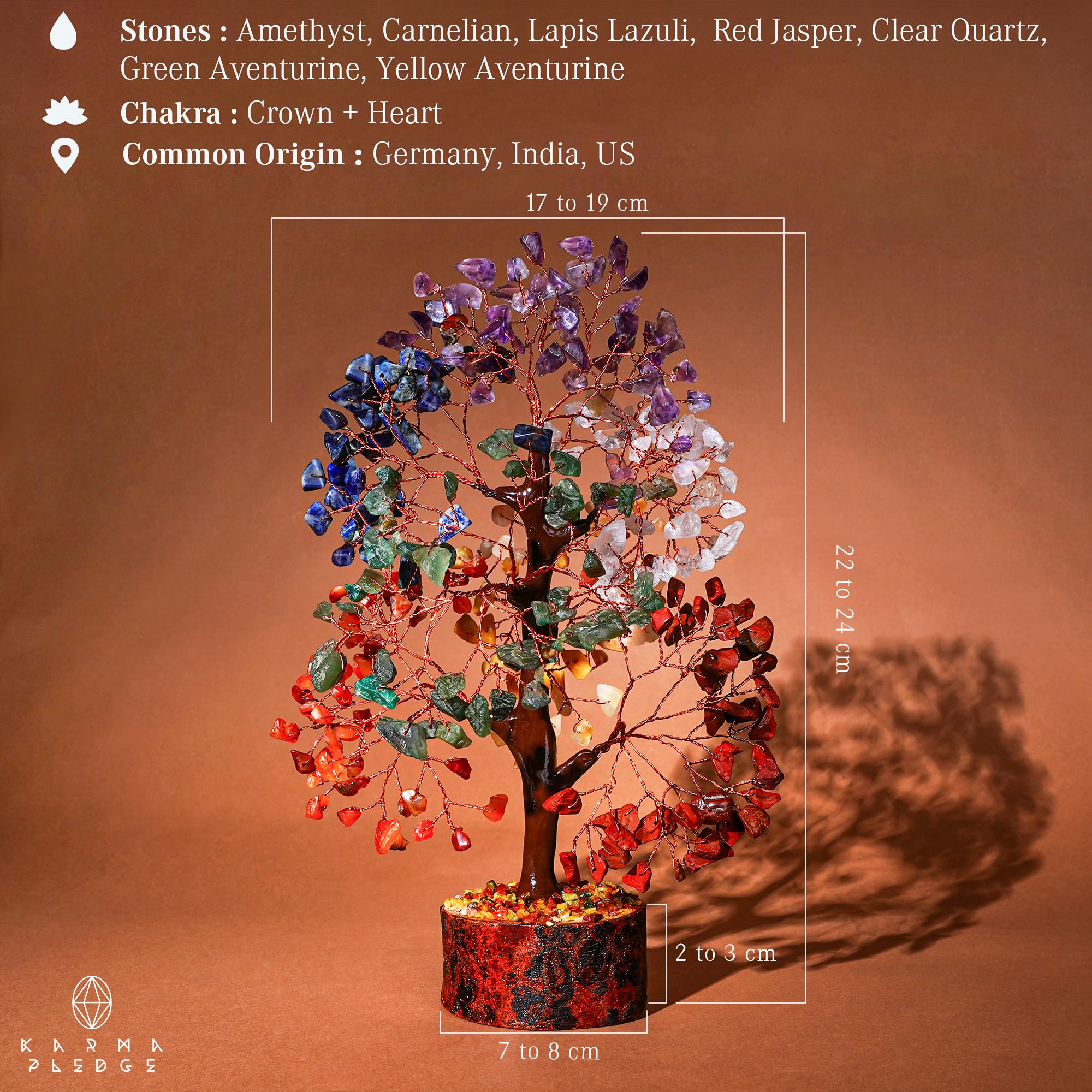 KARMAPLEDGE base de madera del Árbol de los 7 Chakras, decoración serena