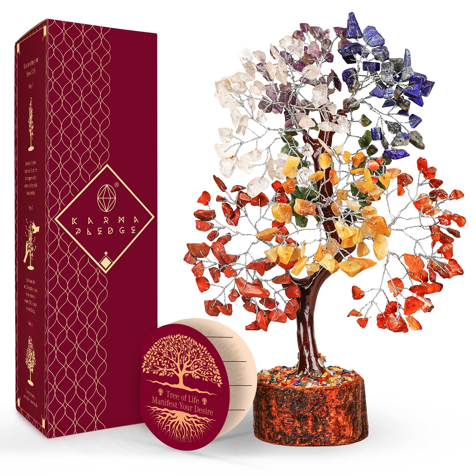 KARMAPLEDGE Arbol de Vida 7 Chakras con cristales para equilibrio y energía positiva