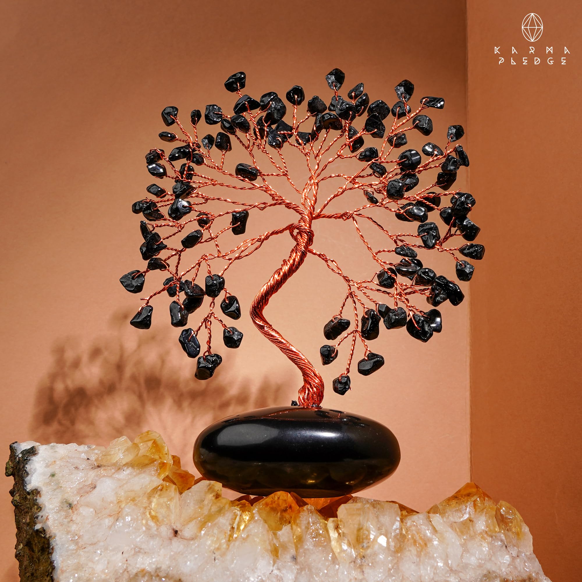 KARMAPLEDGE regalo de aniversario con árbol de vida en obsidiana negra