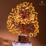 KARMAPLEDGE Árbol de Citrino para chakras en sala de yoga.