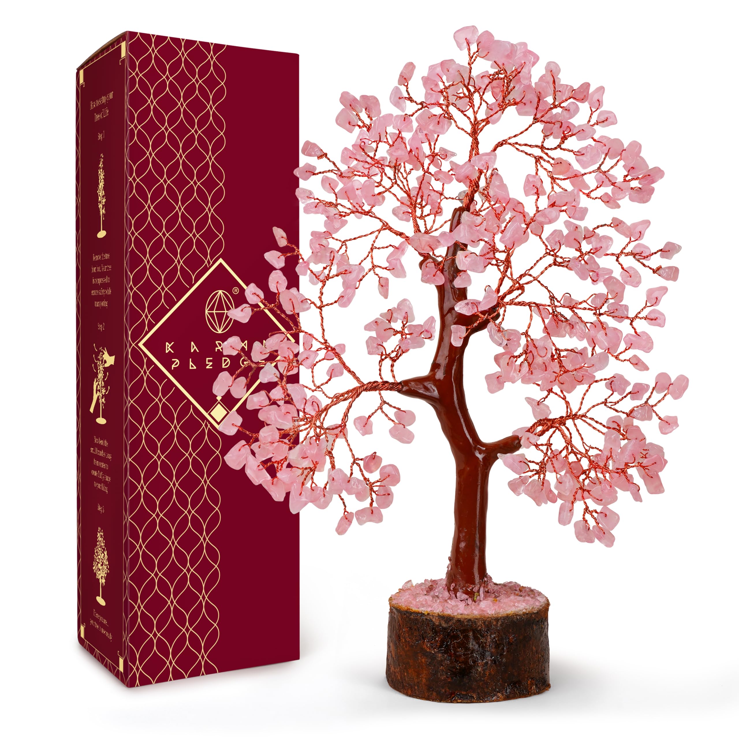 KARMAPLEDGE árbol de vida en cuarzo rosa para paz emocional en casa