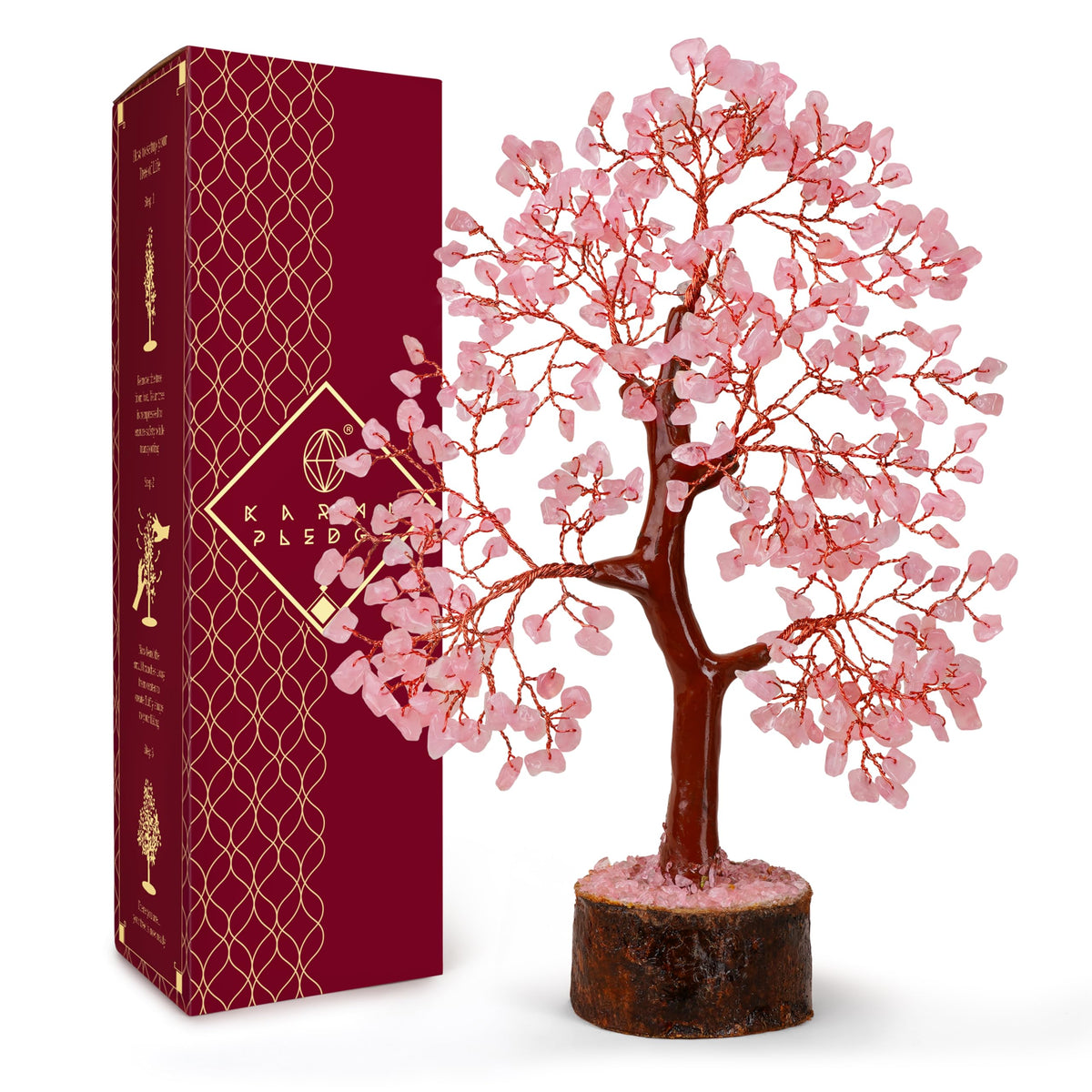 KARMAPLEDGE árbol de vida en cuarzo rosa para paz emocional en casa