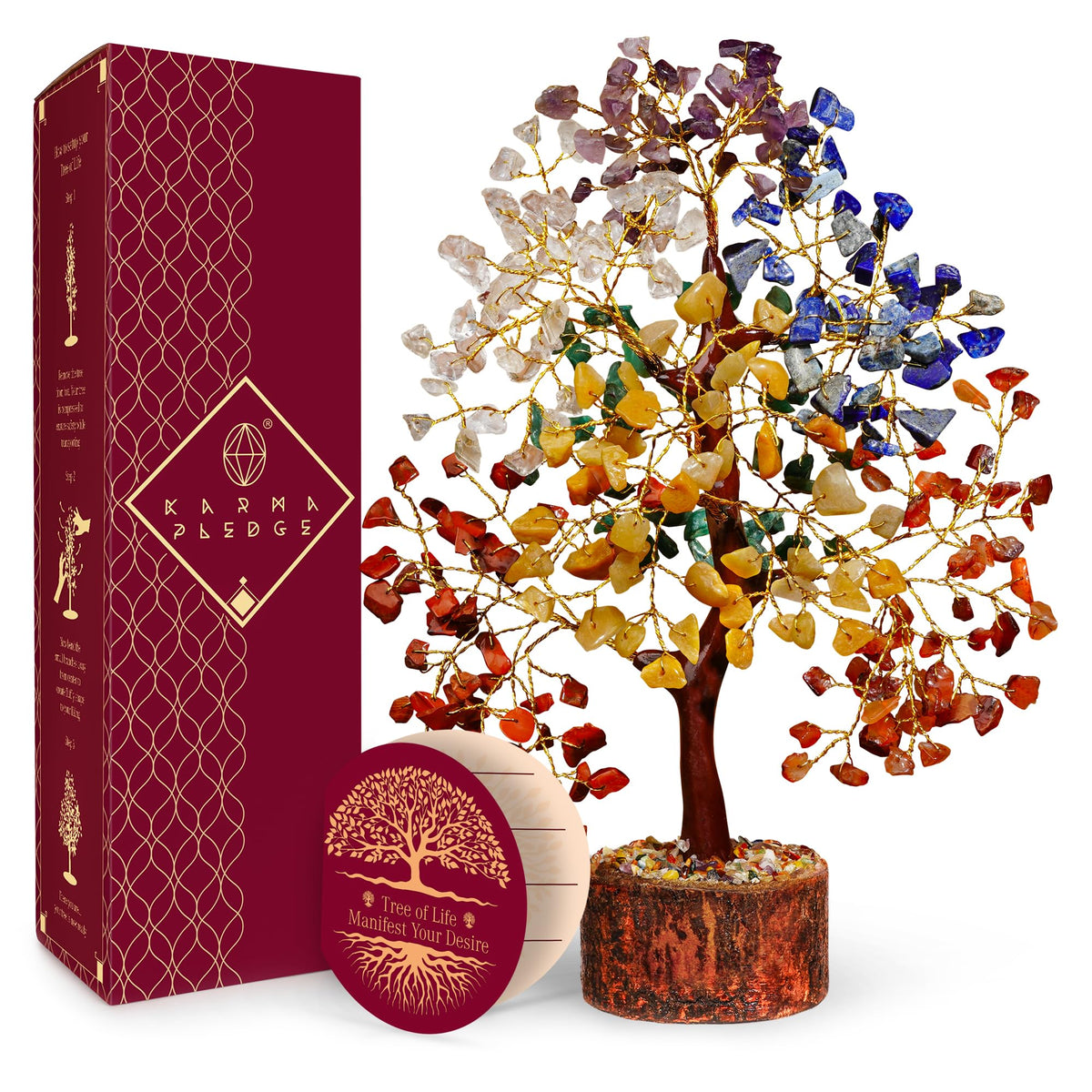 KARMAPLEDGE árbol de la vida 7 chakras, ideal para meditación y armonía espiritual.