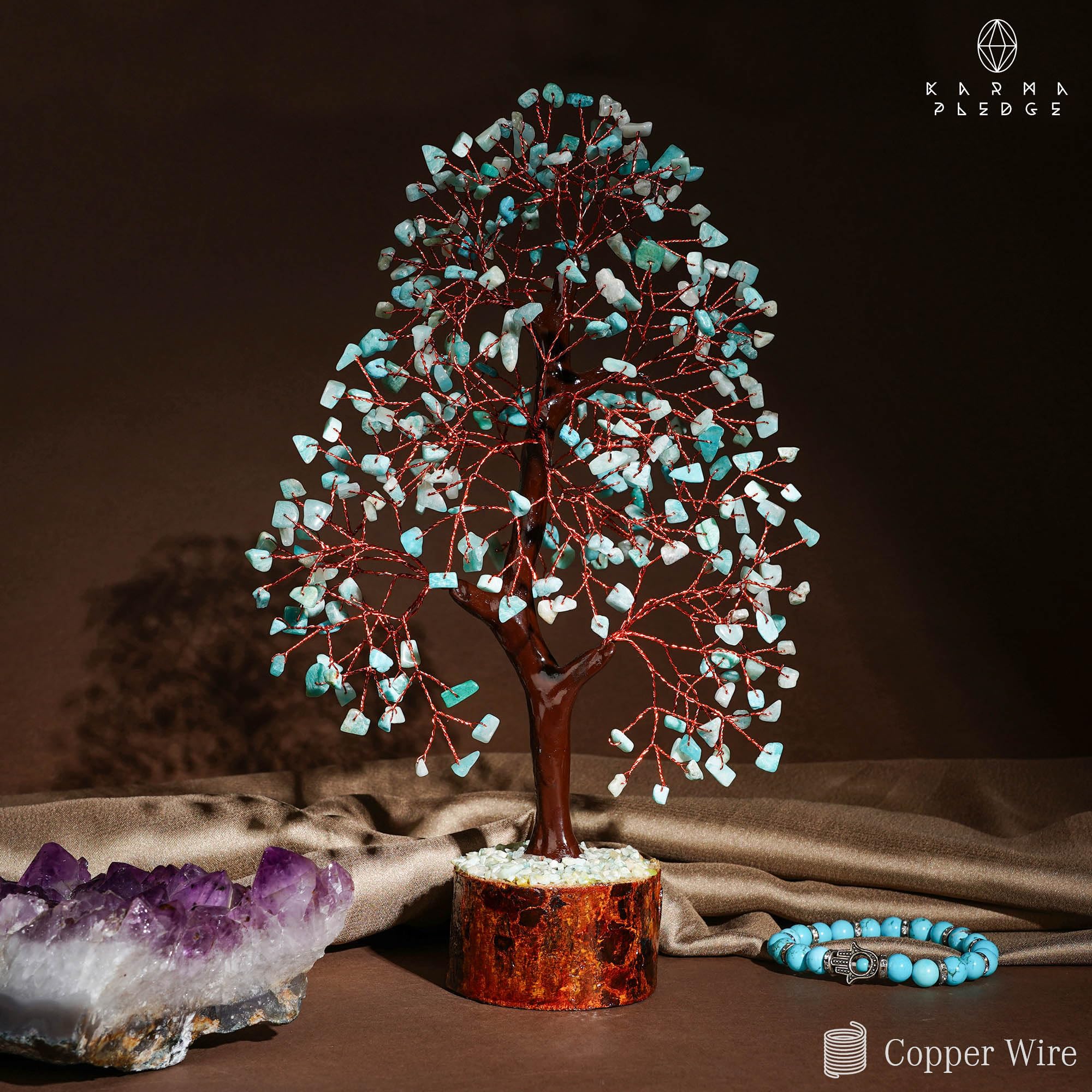 KARMAPLEDGE Cable cobre arbol vida, detalle decorativo único.