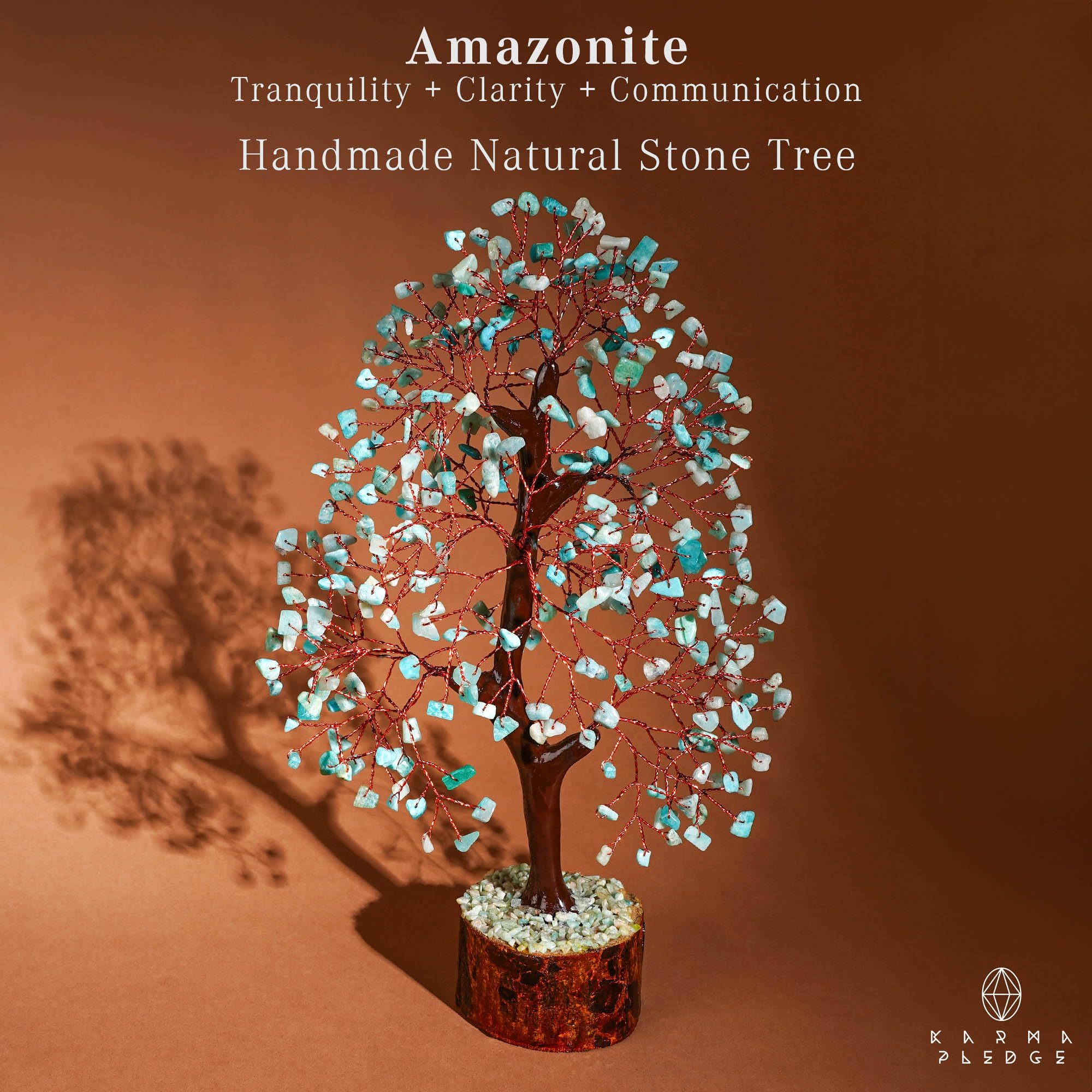 KARMAPLEDGE Detalle cobre arbol vida, decoración elegante y artesanal.