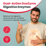 Karuna DuoZyme: etiqueta nutricional destaca nutrientes clave para la digestión.